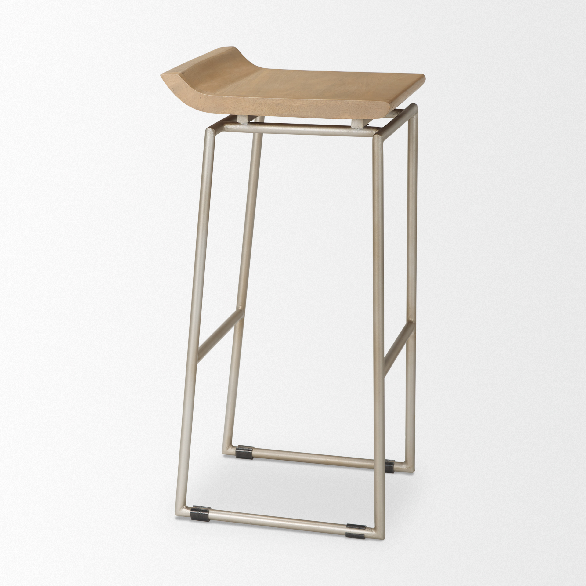 givens 14.0l x 15.8w x 31.8h brown wood w/silver metal frame bar stool