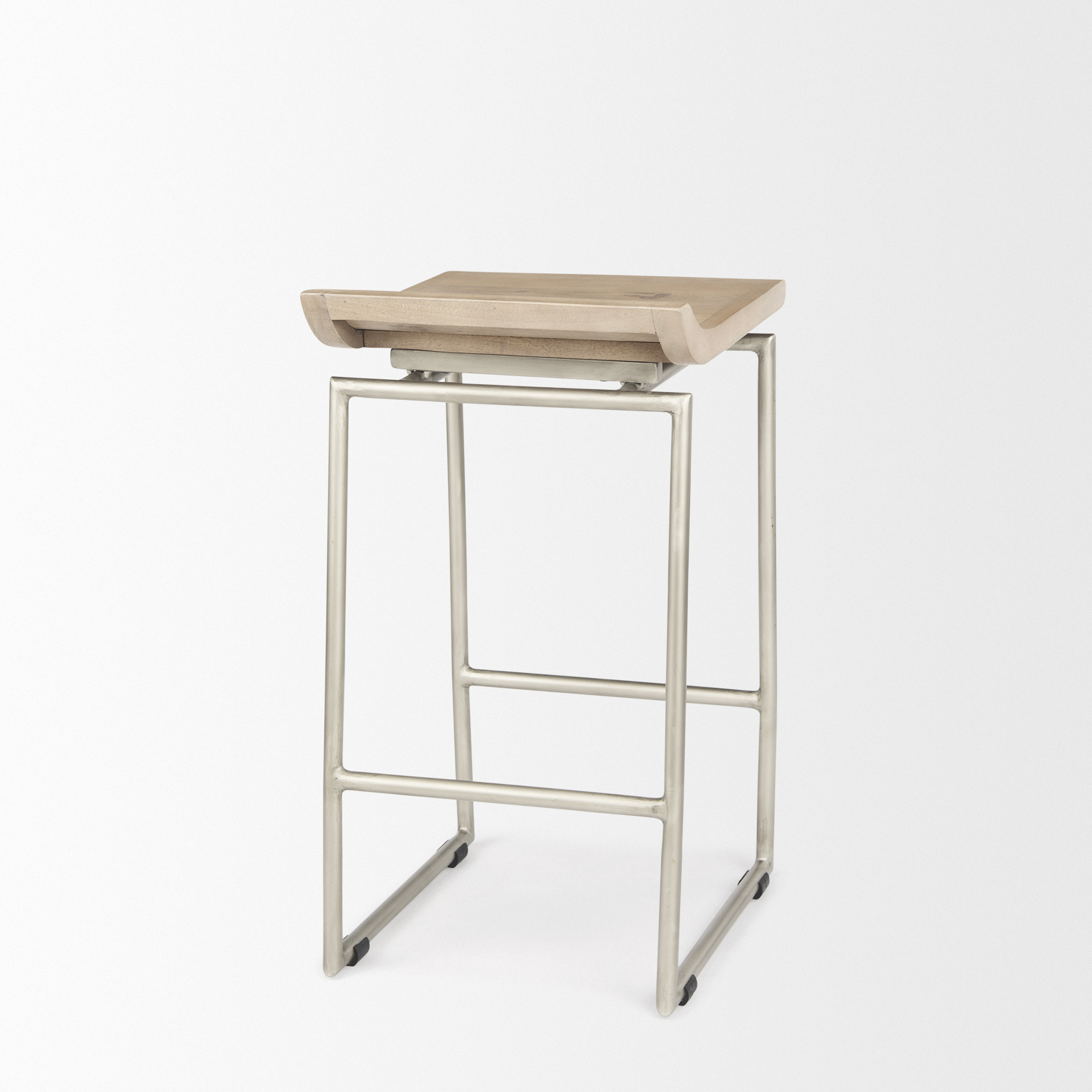 givens 14.0l x 15.8w x 25.8h brown wood w/silver metal frame counter stool