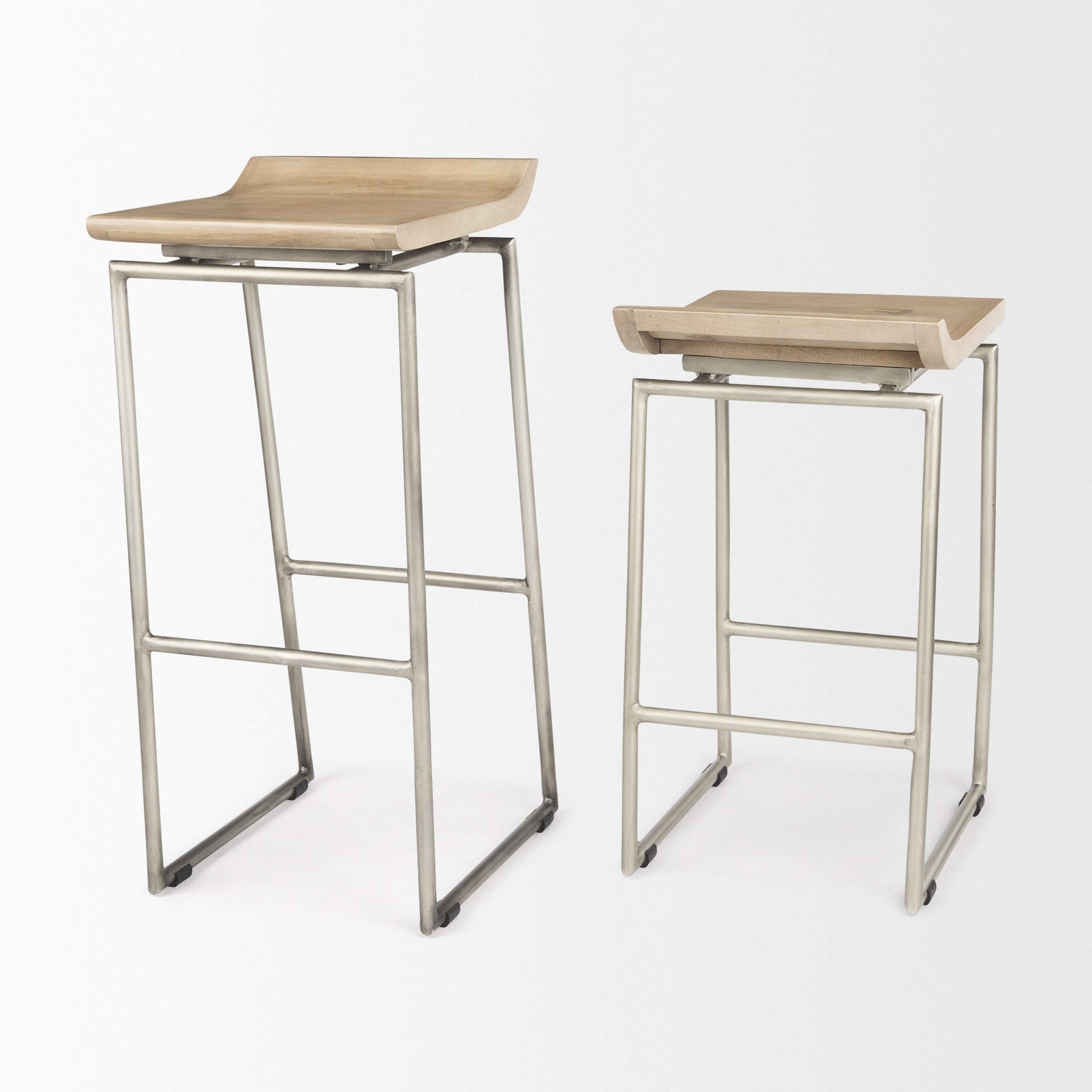 givens 14.0l x 15.8w x 25.8h brown wood w/silver metal frame counter stool
