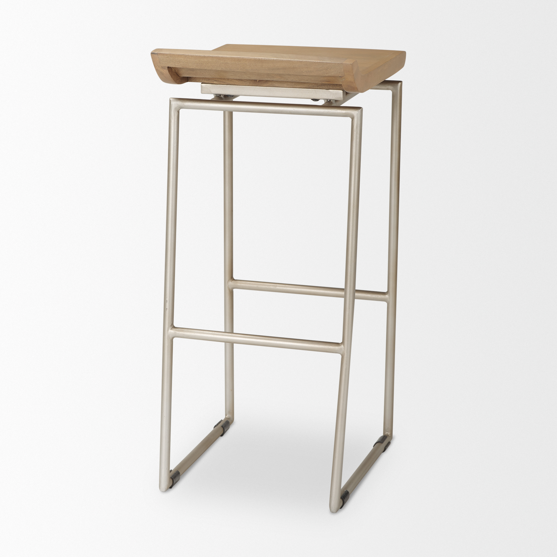givens 14.0l x 15.8w x 31.8h brown wood w/silver metal frame bar stool
