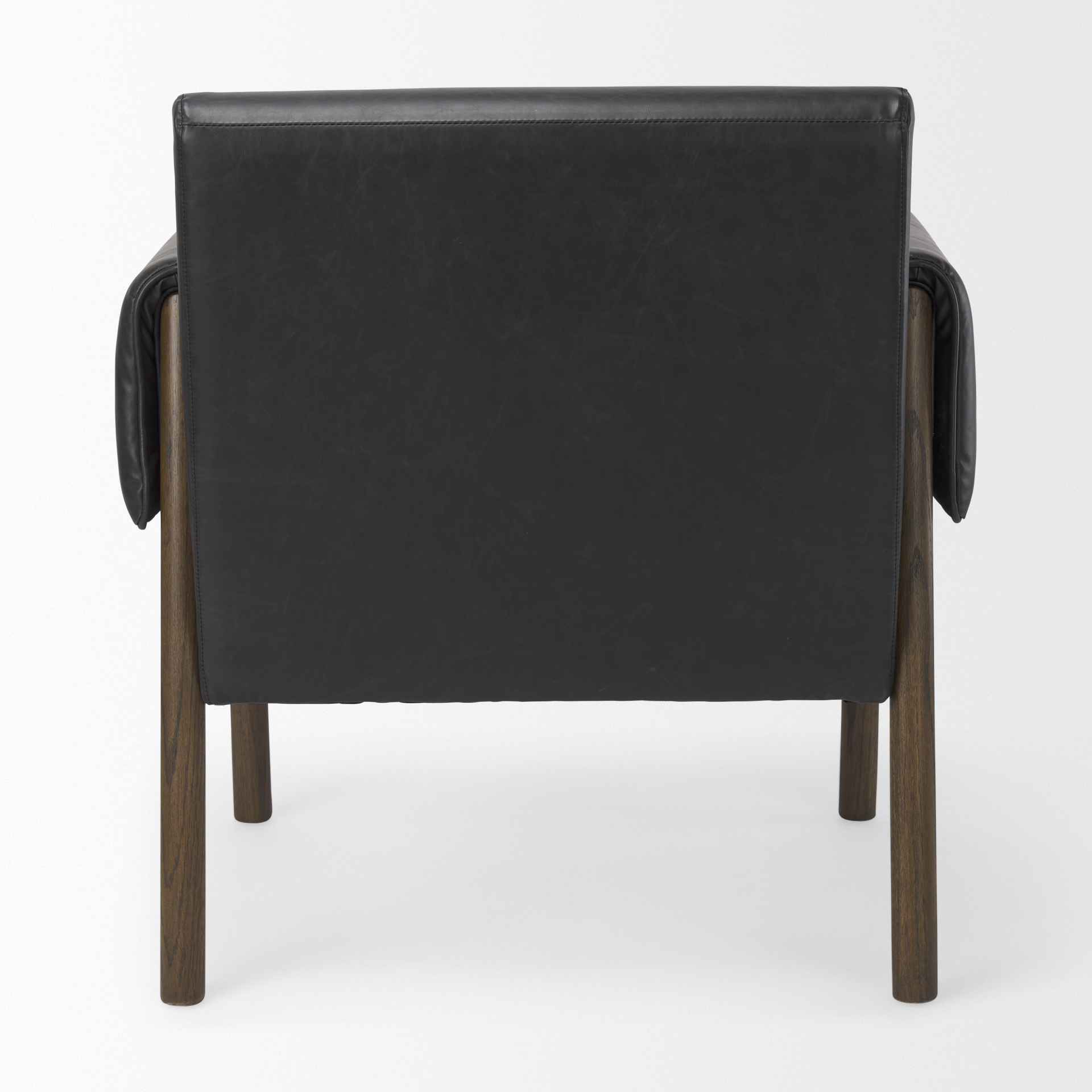 ashton black faux leather w/ dark brown wood accent chair