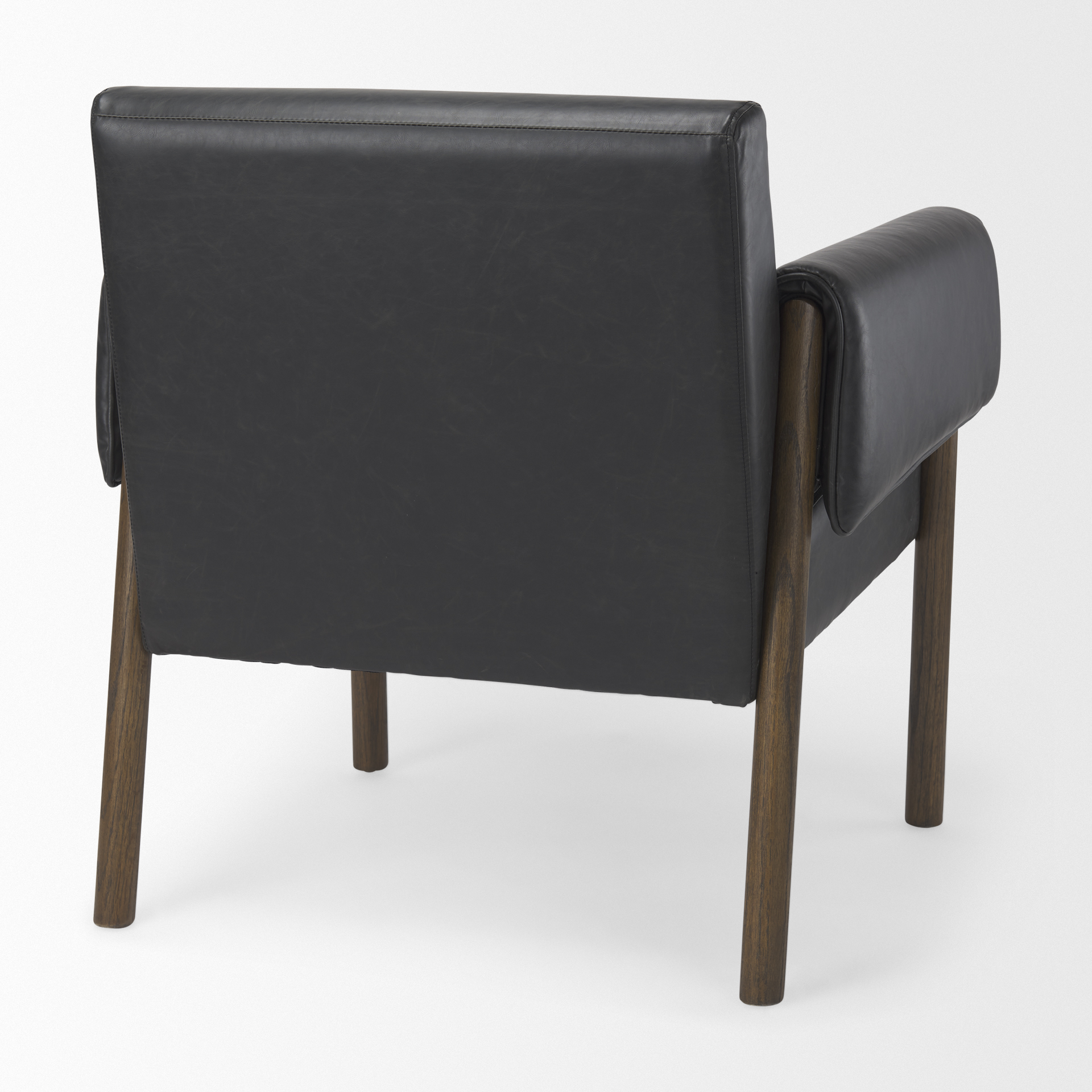 ashton black faux leather w/ dark brown wood accent chair