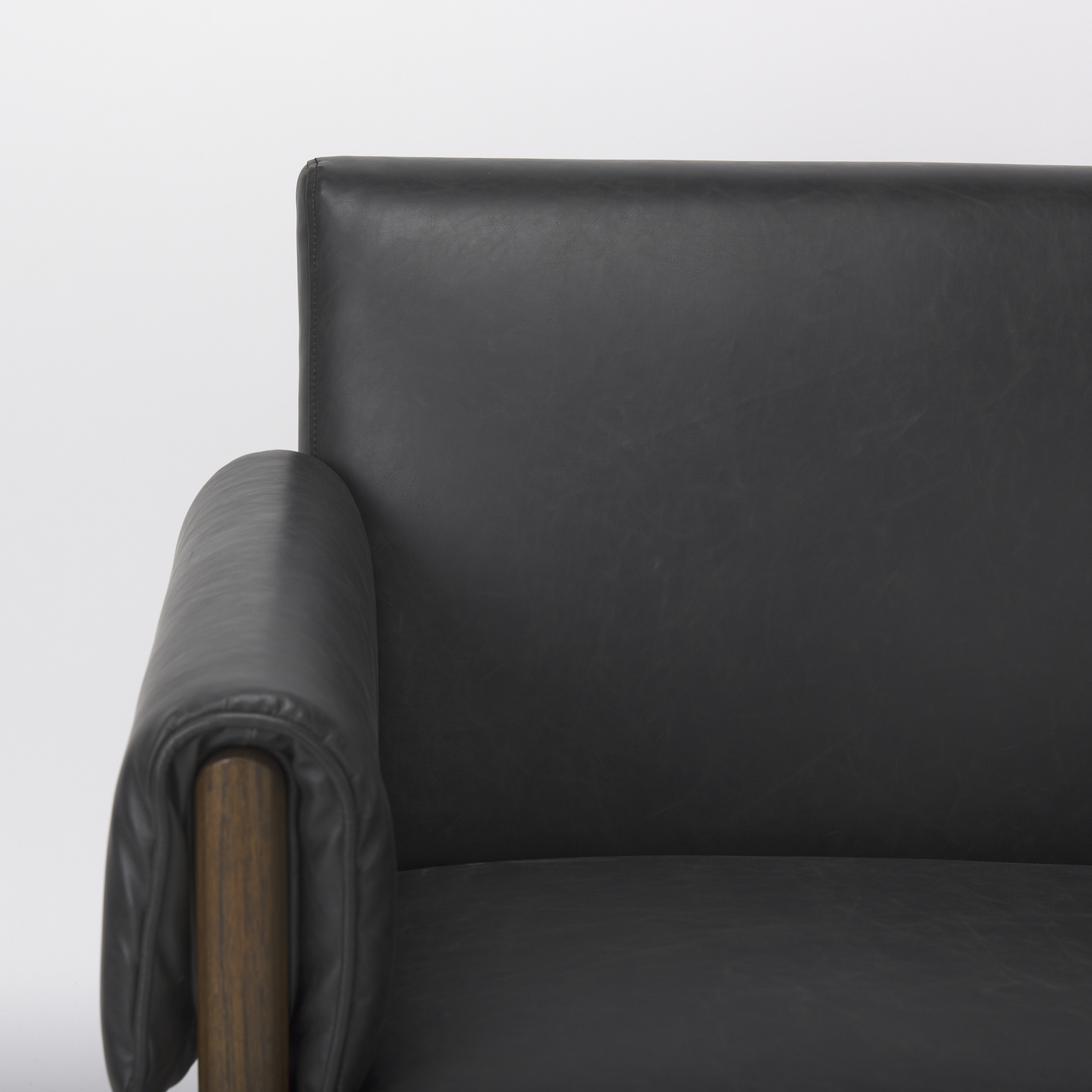 ashton black faux leather w/ dark brown wood accent chair