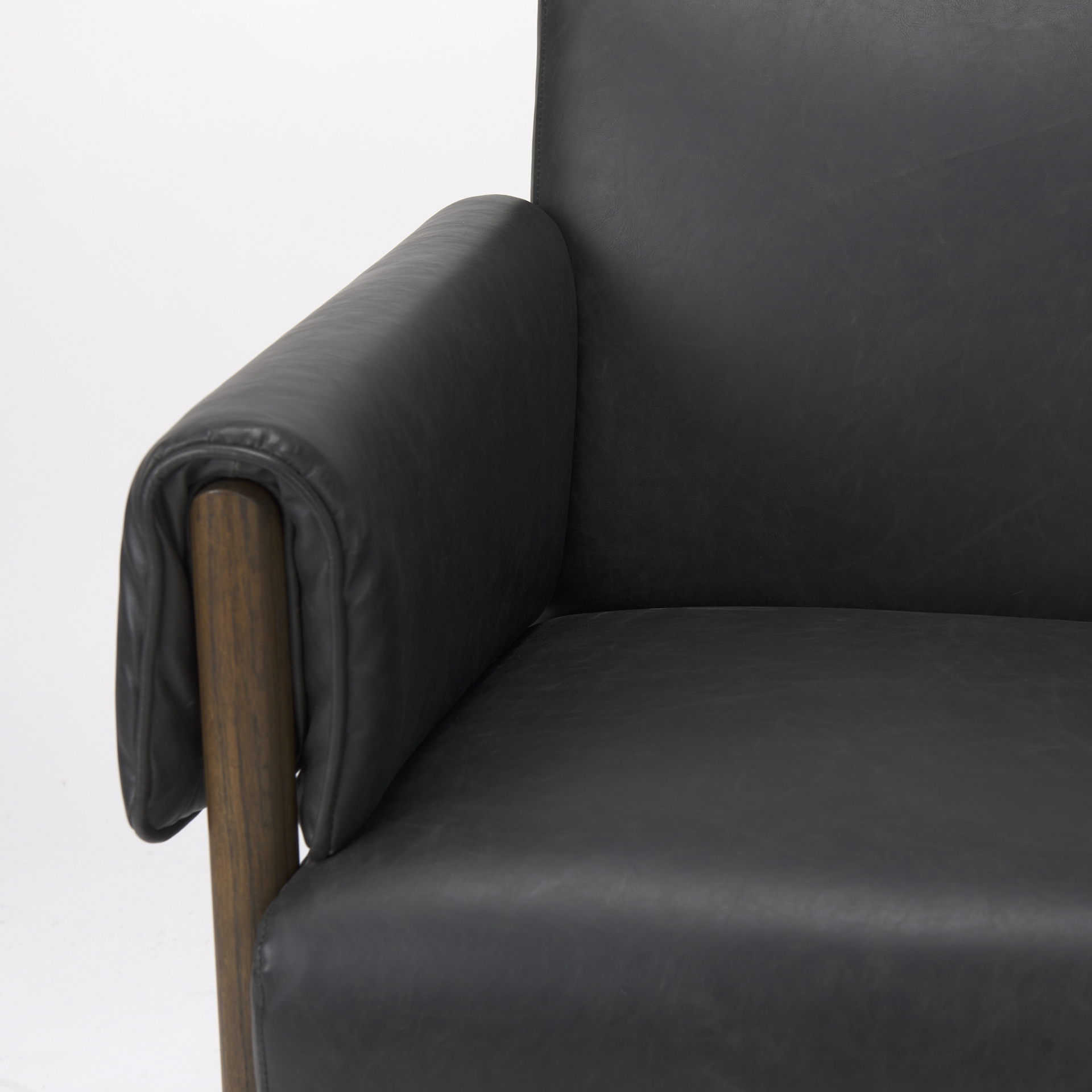 ashton black faux leather w/ dark brown wood accent chair