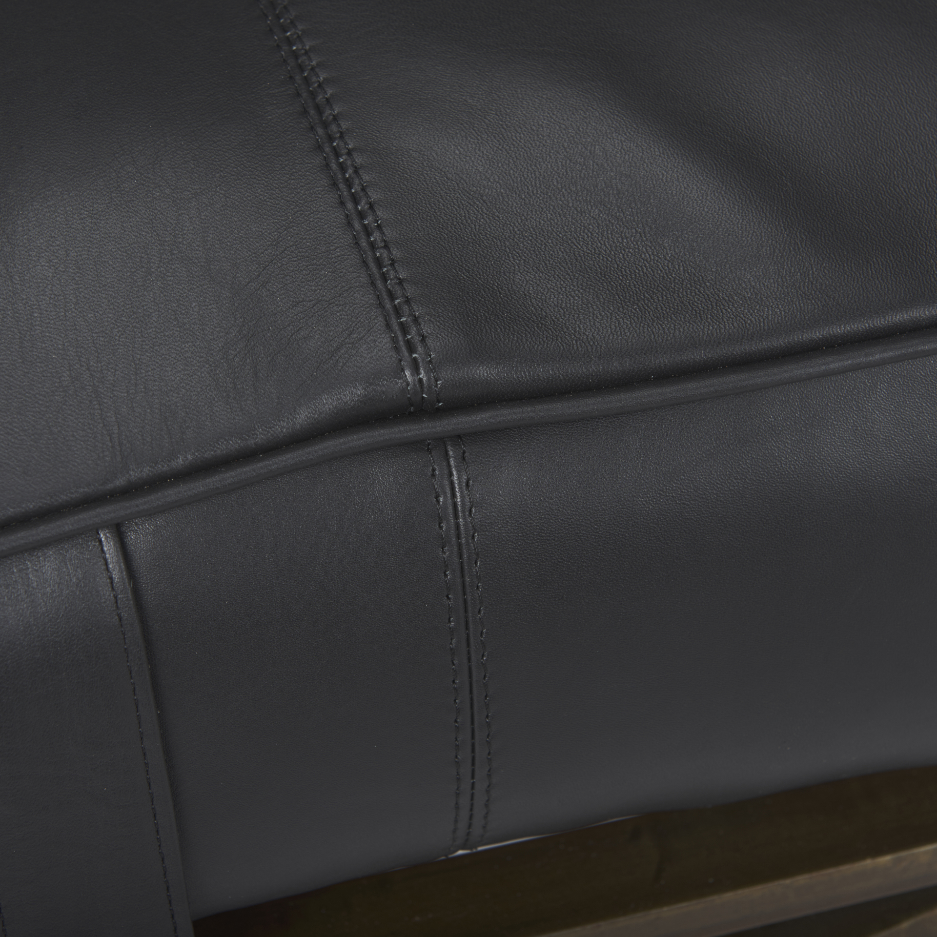 jessie 55l x 16w black leather seat w/gold metal base accent bench