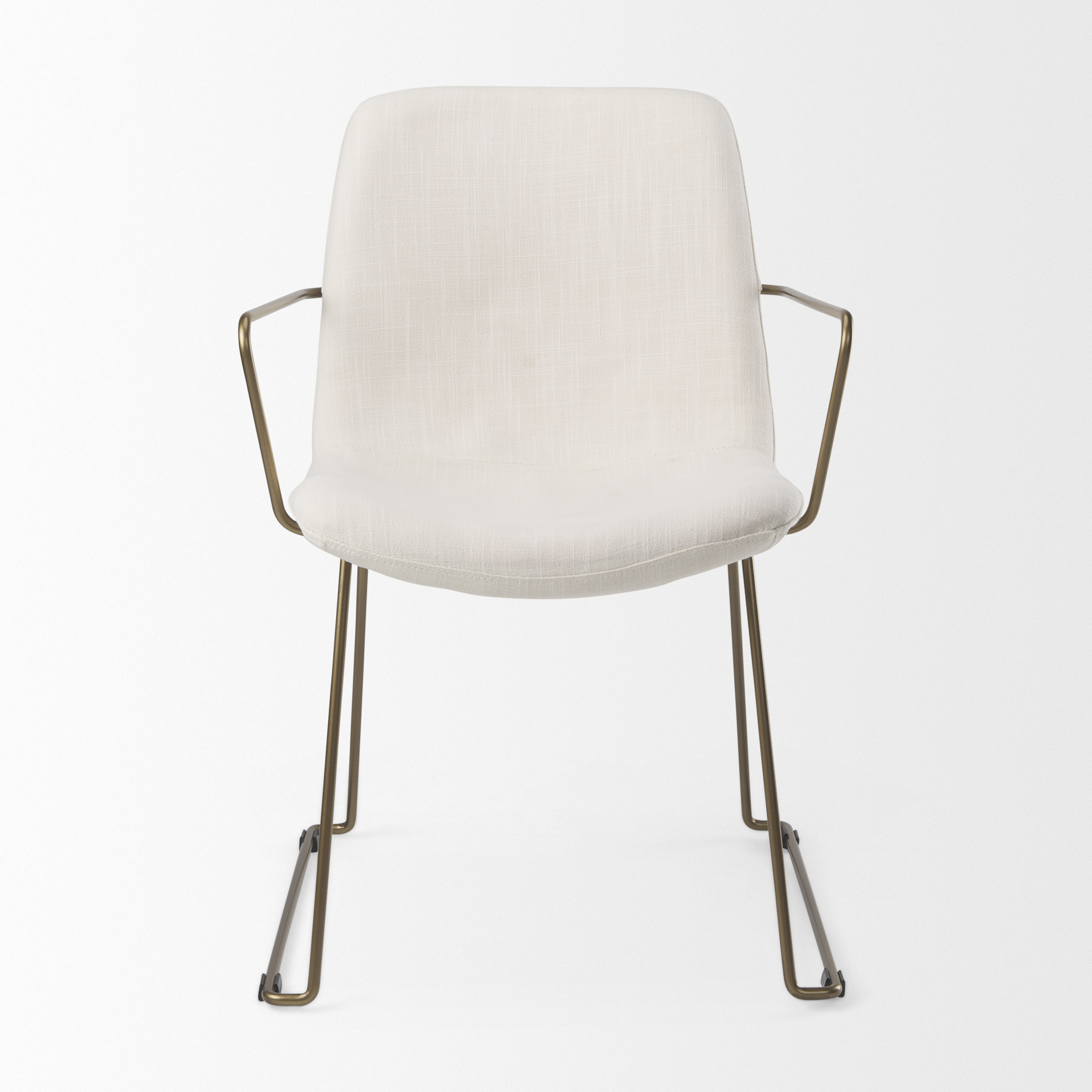 sawyer cream fabric wrap gold metal frame dining chair