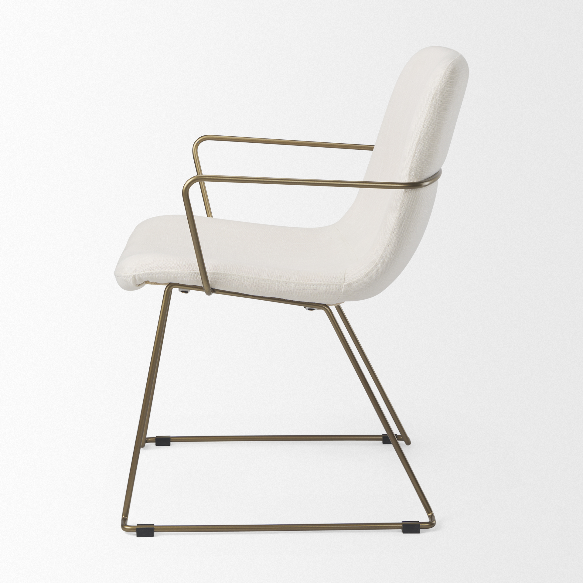 sawyer cream fabric wrap gold metal frame dining chair