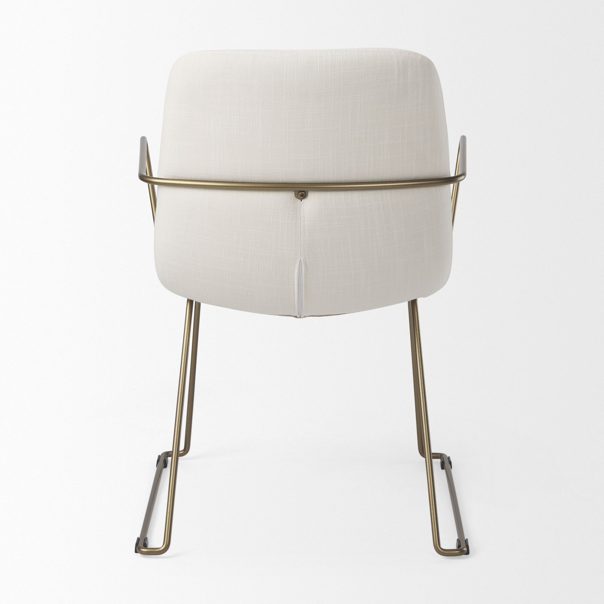 sawyer cream fabric wrap gold metal frame dining chair