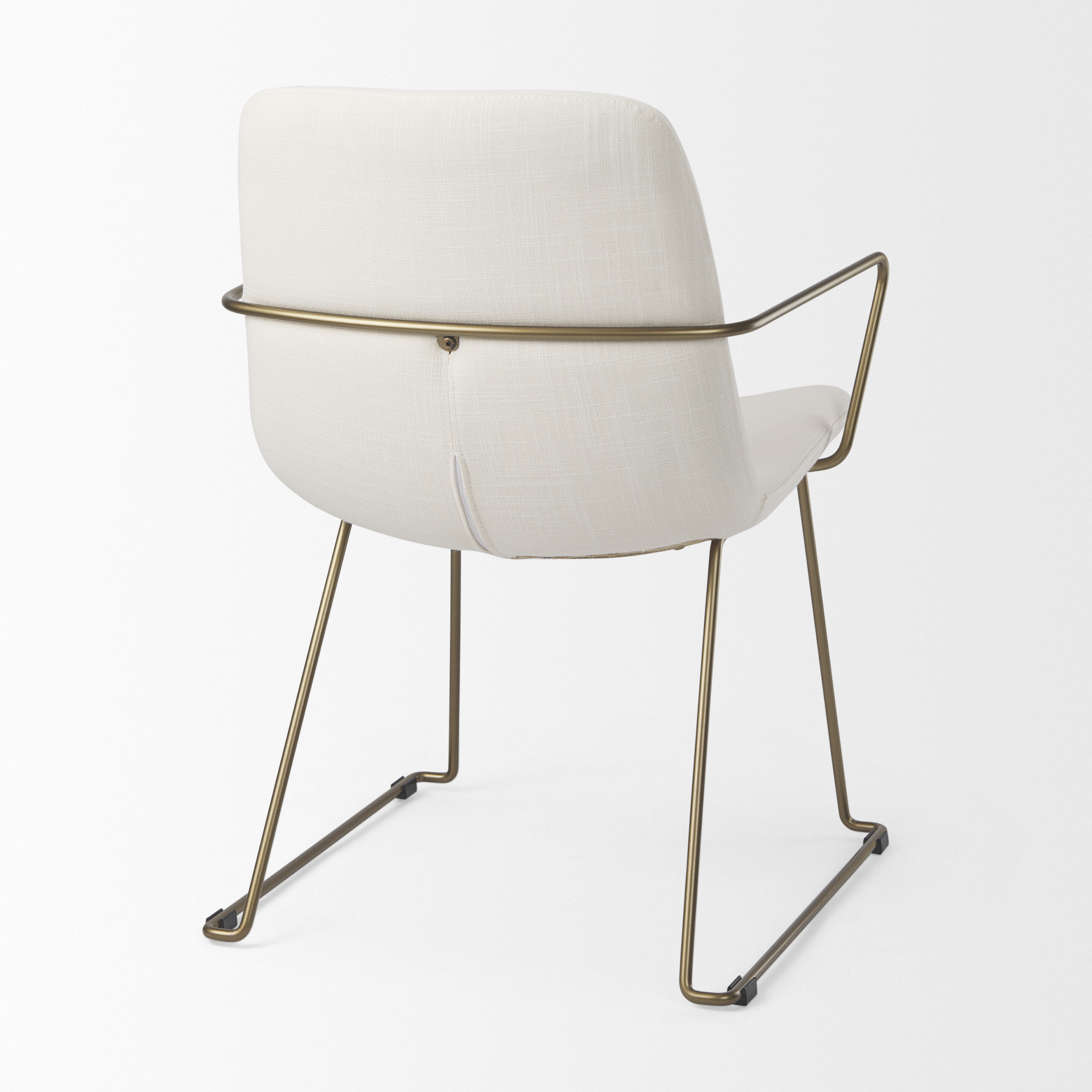 sawyer cream fabric wrap gold metal frame dining chair