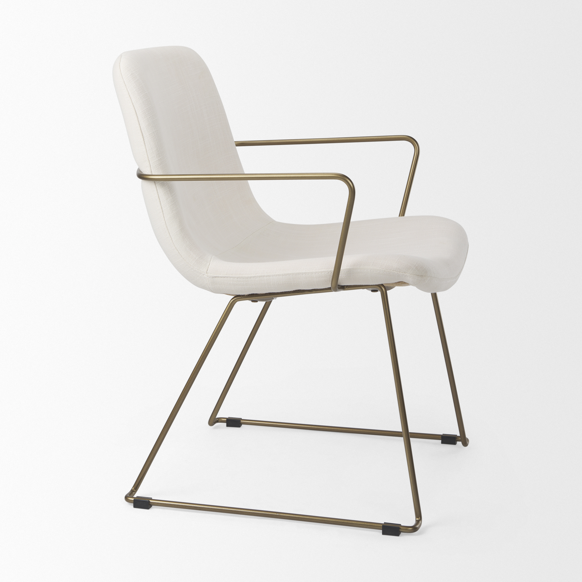 sawyer cream fabric wrap gold metal frame dining chair