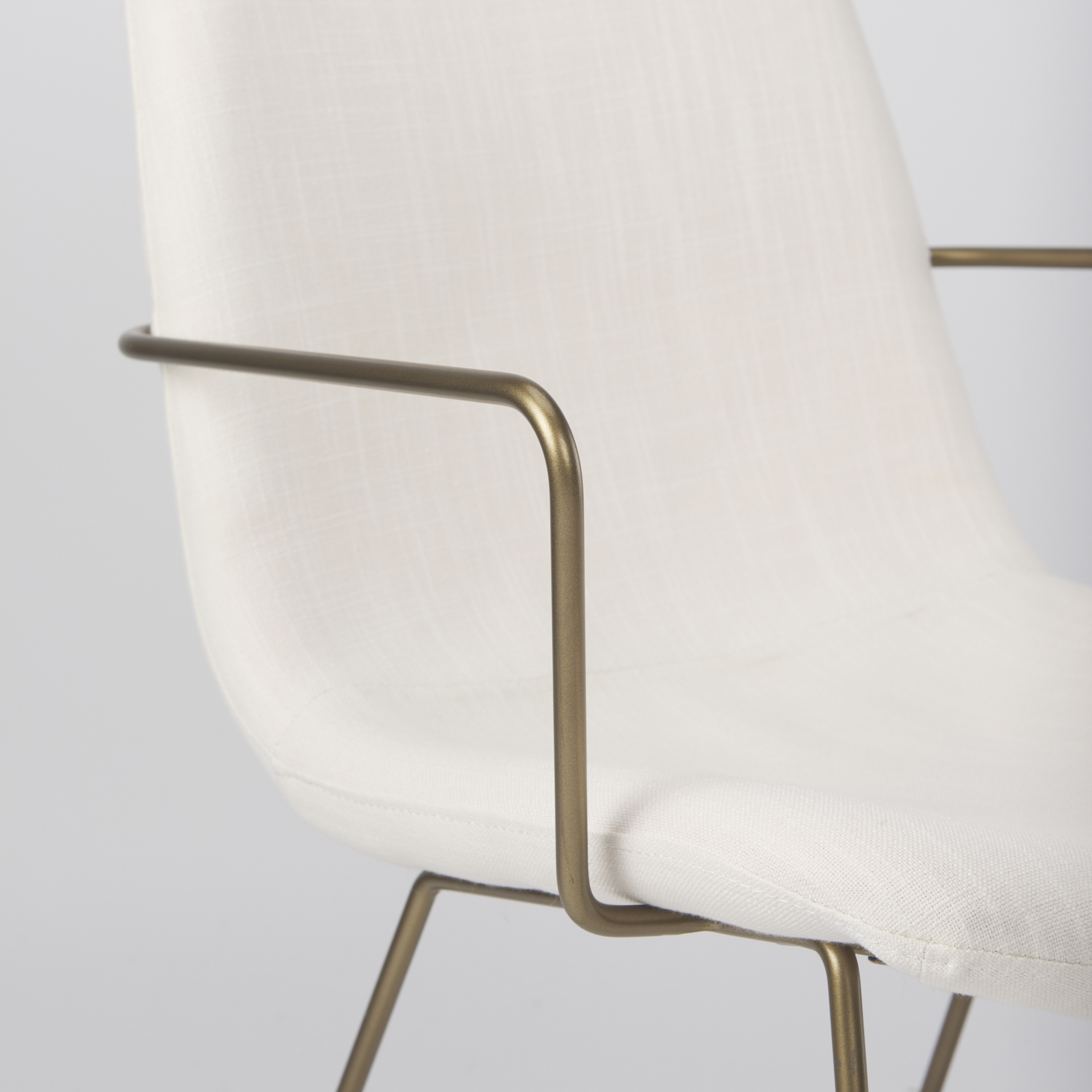 sawyer cream fabric wrap gold metal frame dining chair
