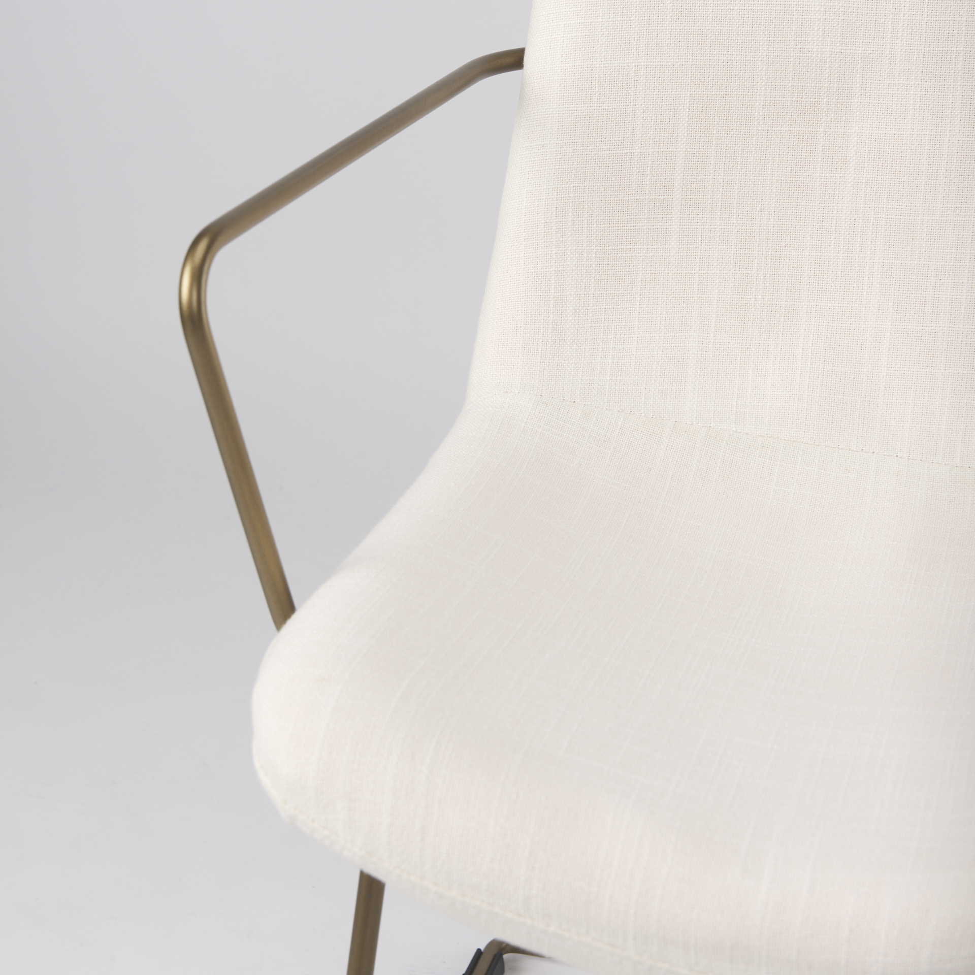 sawyer cream fabric wrap gold metal frame dining chair