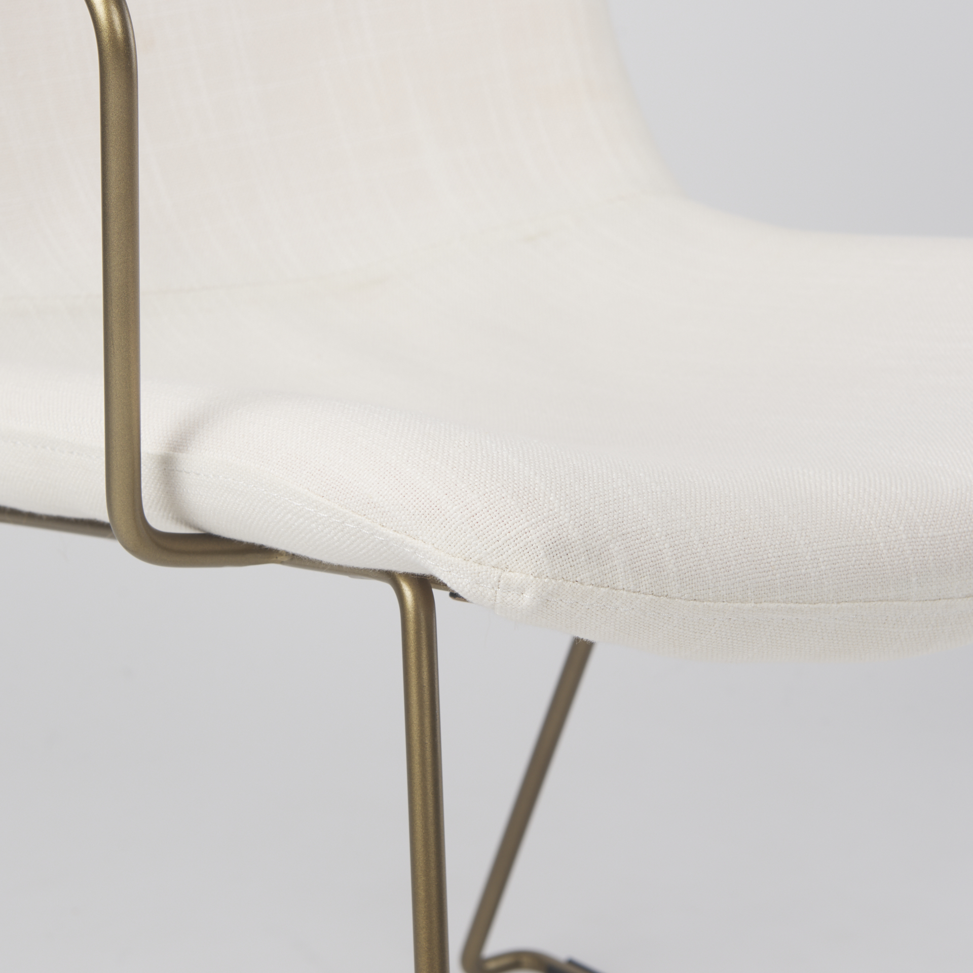 sawyer cream fabric wrap gold metal frame dining chair