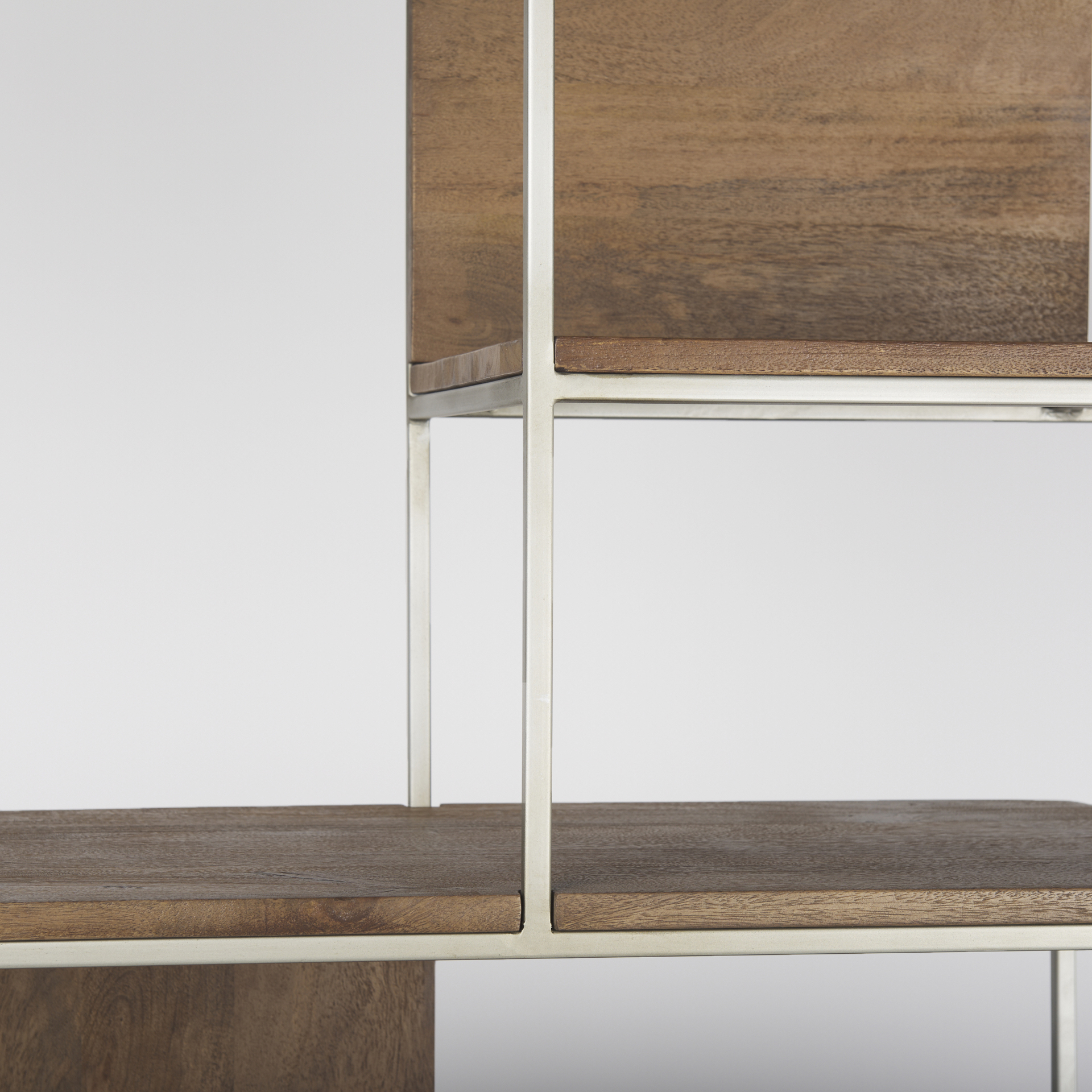 morris iii 47.25 x 15 x 75.5 brown wood and silver metal frame 6 shelf shelving unit