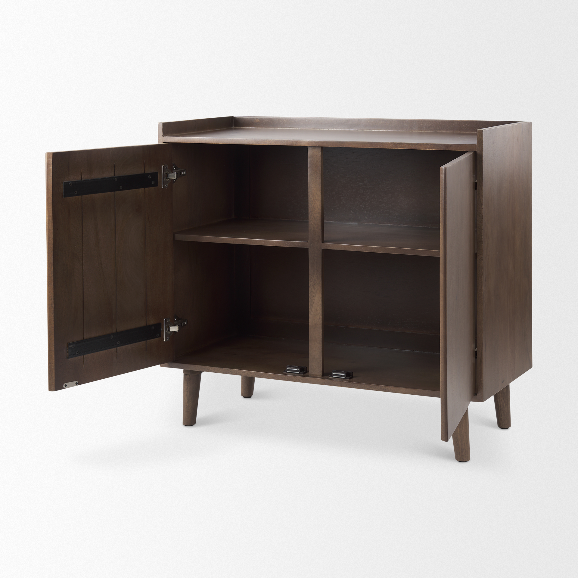 lillie 36.0l x 16.0w x 32.0h medium brown wood 2 door tray top accent cabinet