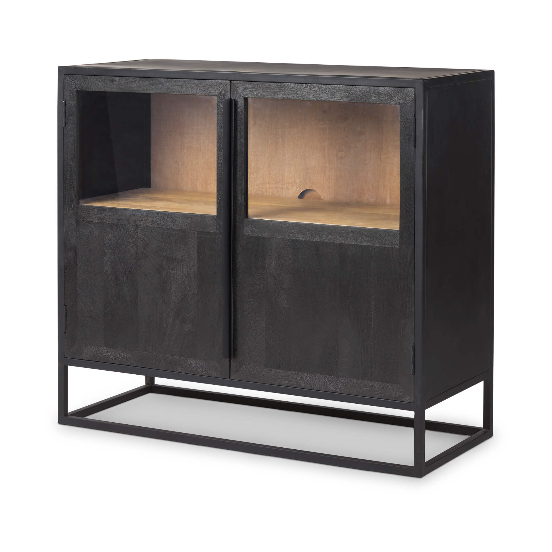 sloan black wood w/black metal frame accent cabinet