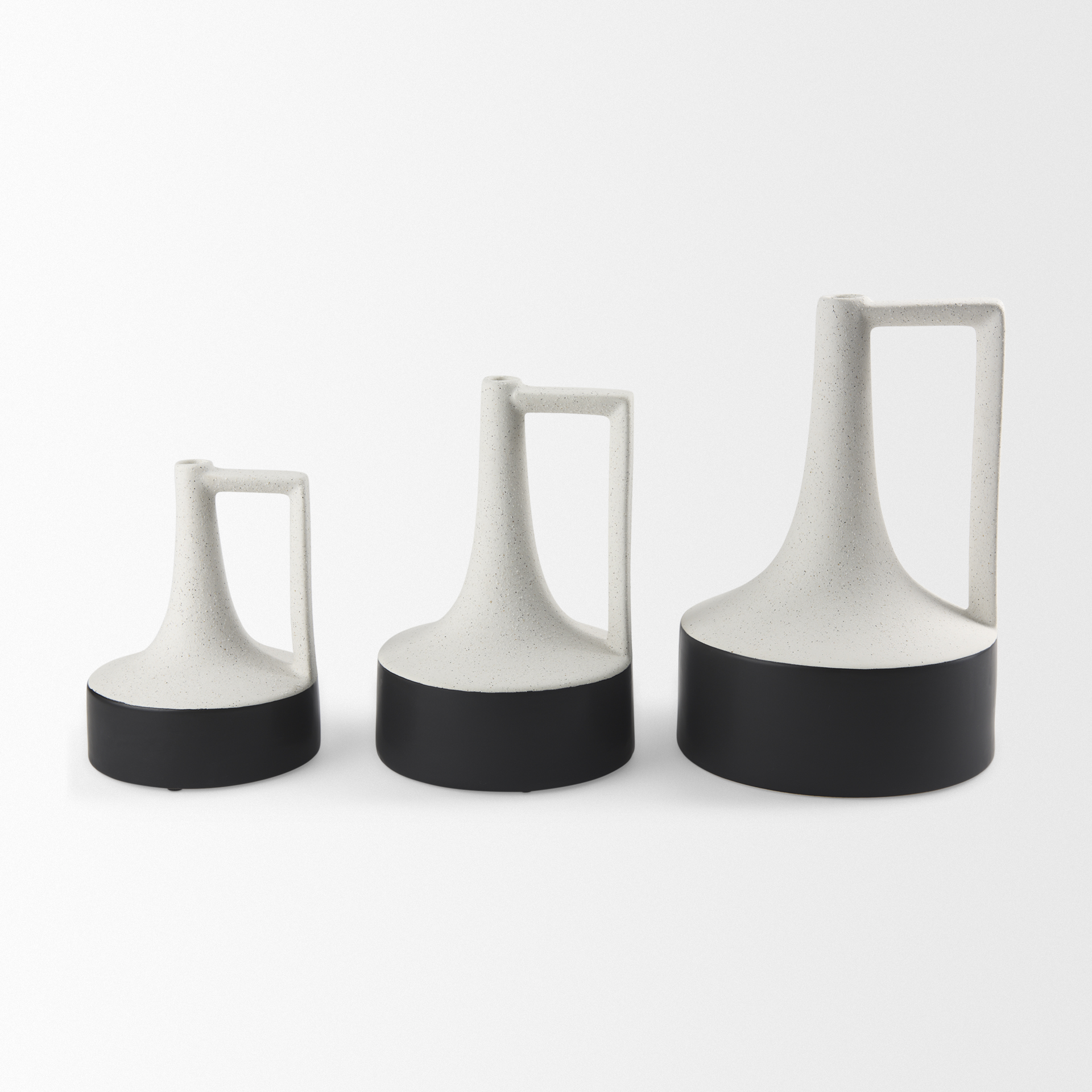 burton 8.3h small white and black ceramic jug vase