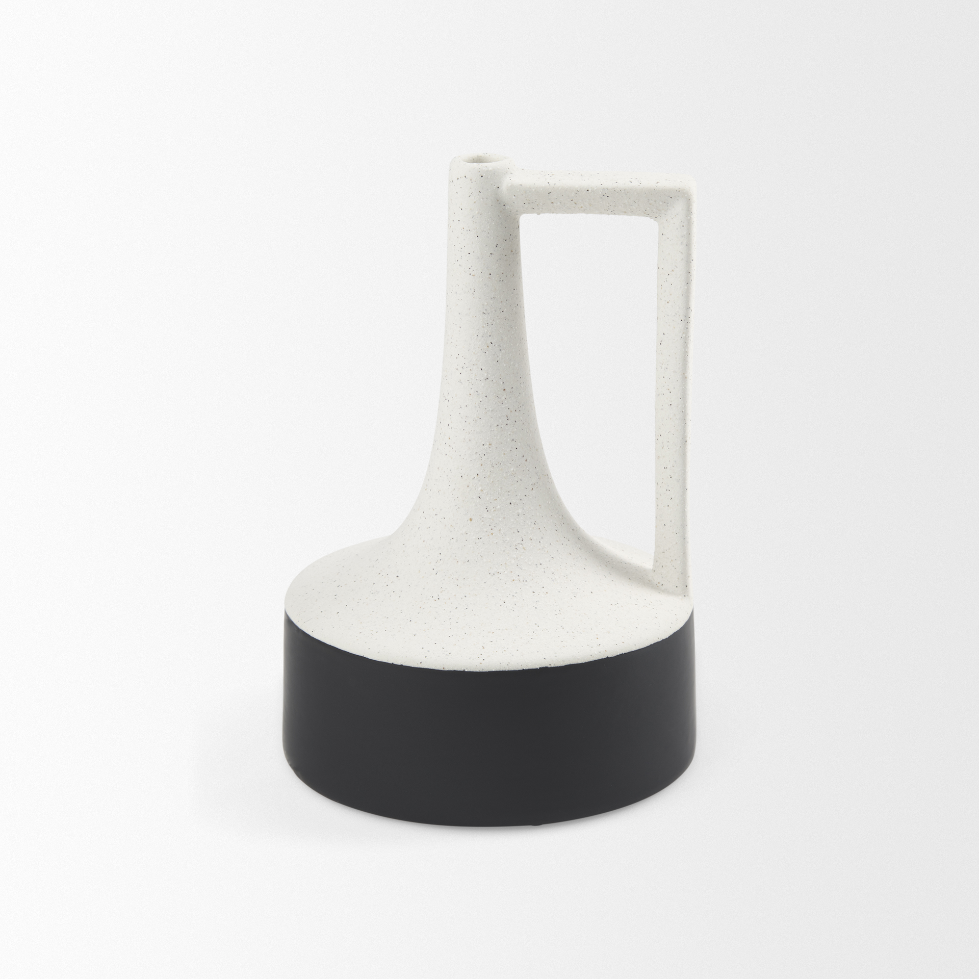 Burton 11.6H Medium White and Black Ceramic Jug Vase
