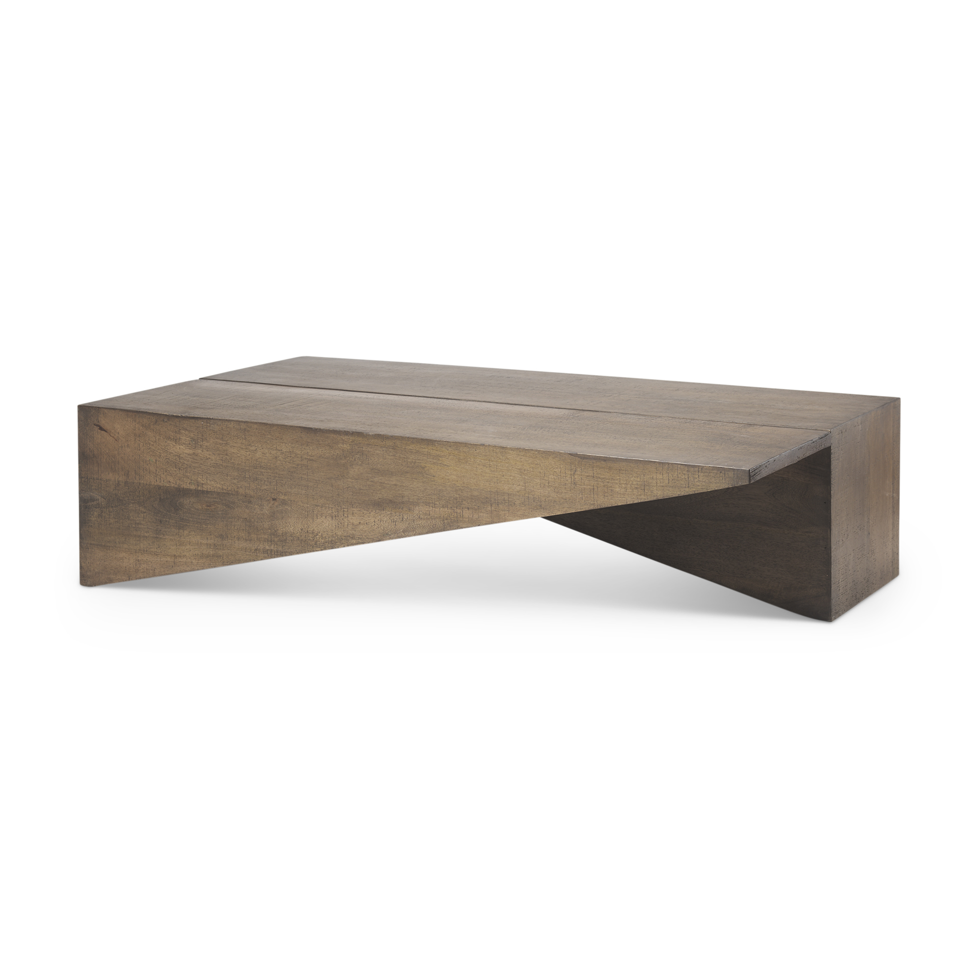west 55l x 32w x 14h medium brown wooden angled coffee table