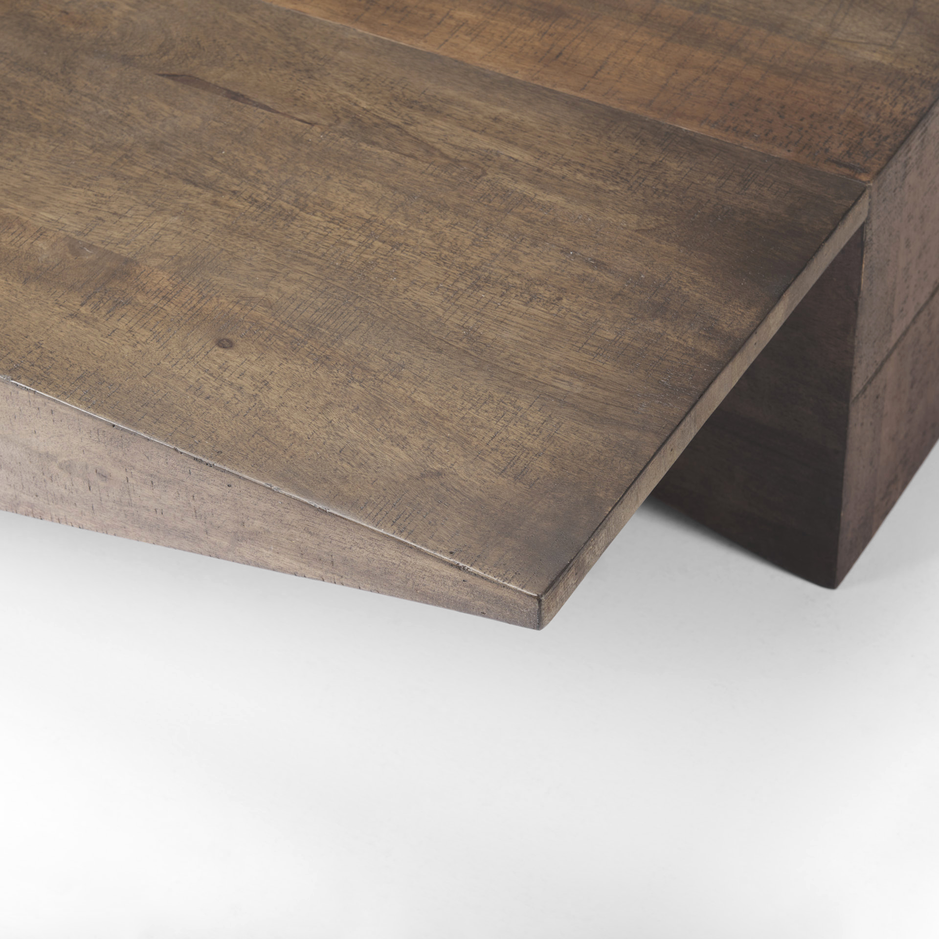 west 55l x 32w x 14h medium brown wooden angled coffee table