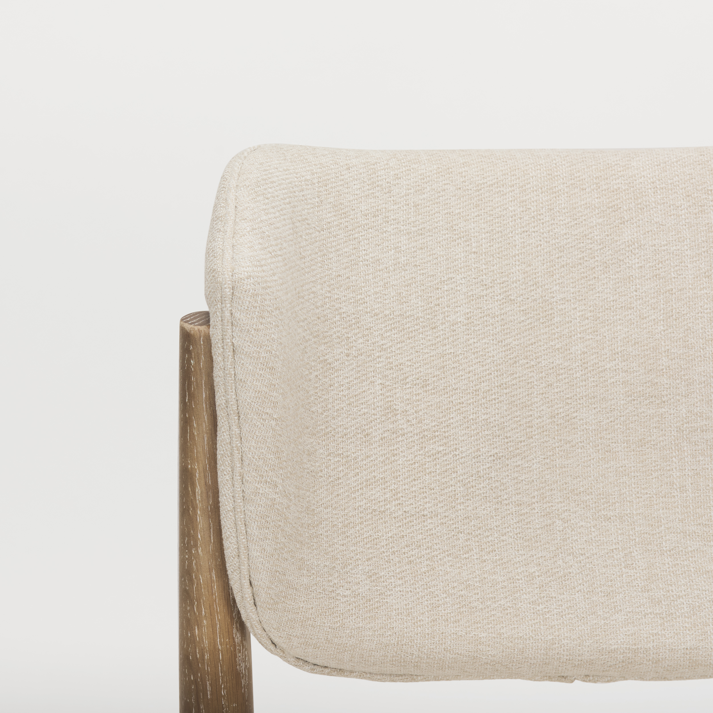 cline cream fabric upholstered and light brown wood dining chair