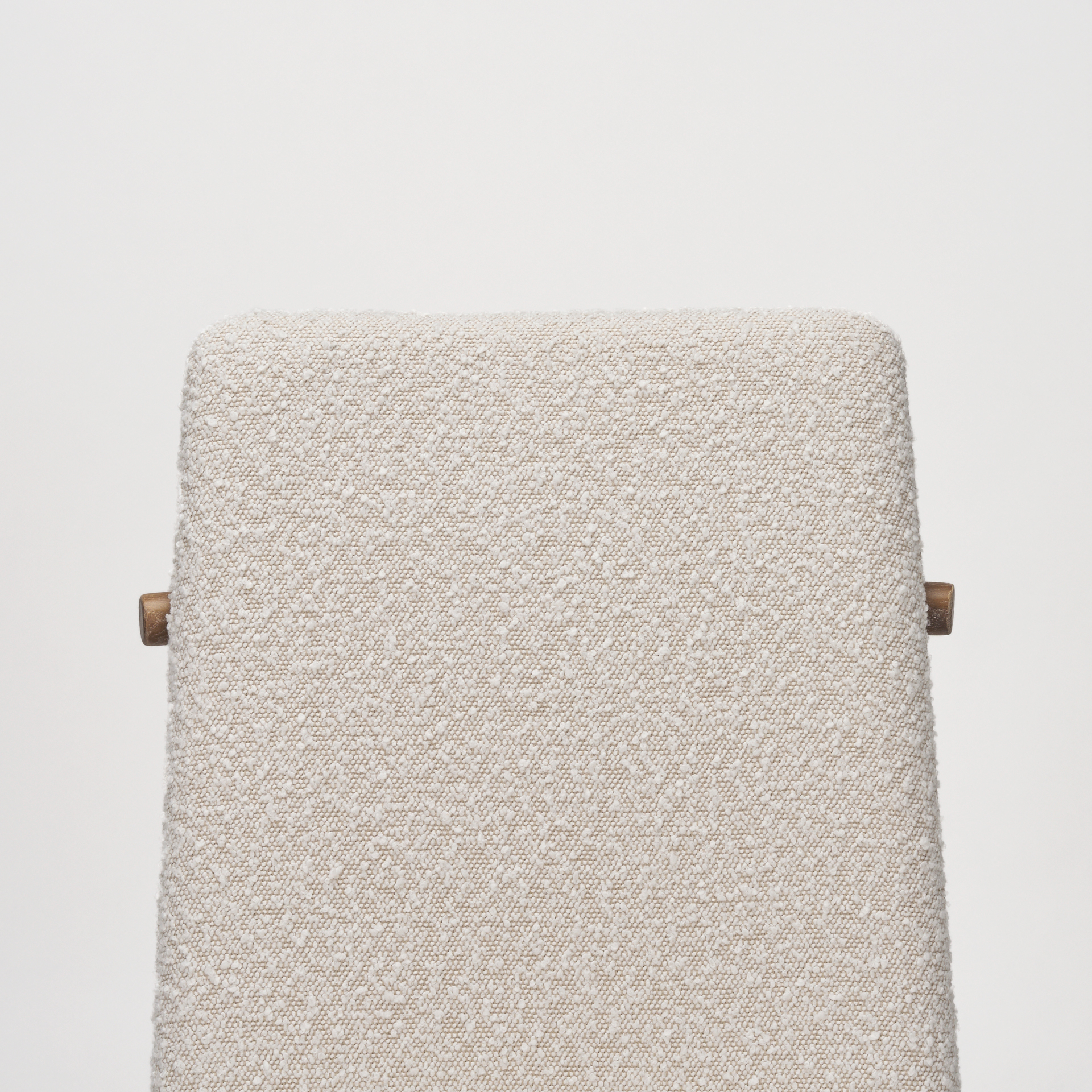 cavett cream boucle upholstered seat w/light brown wood frame dining chair
