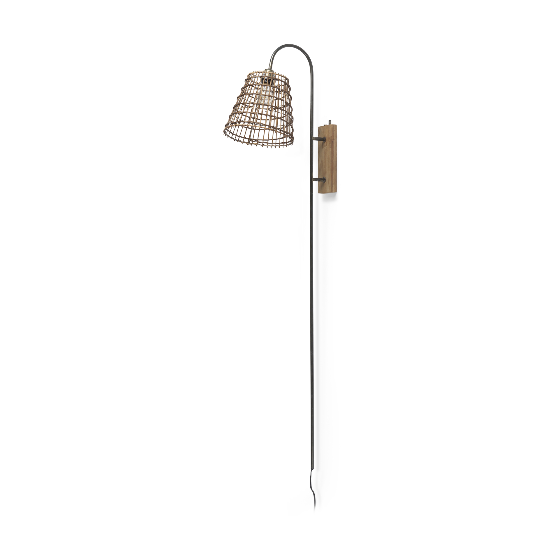 kiley 28.0l x 7.0w x 15.6h brown woven shade w/black metal wall sconce