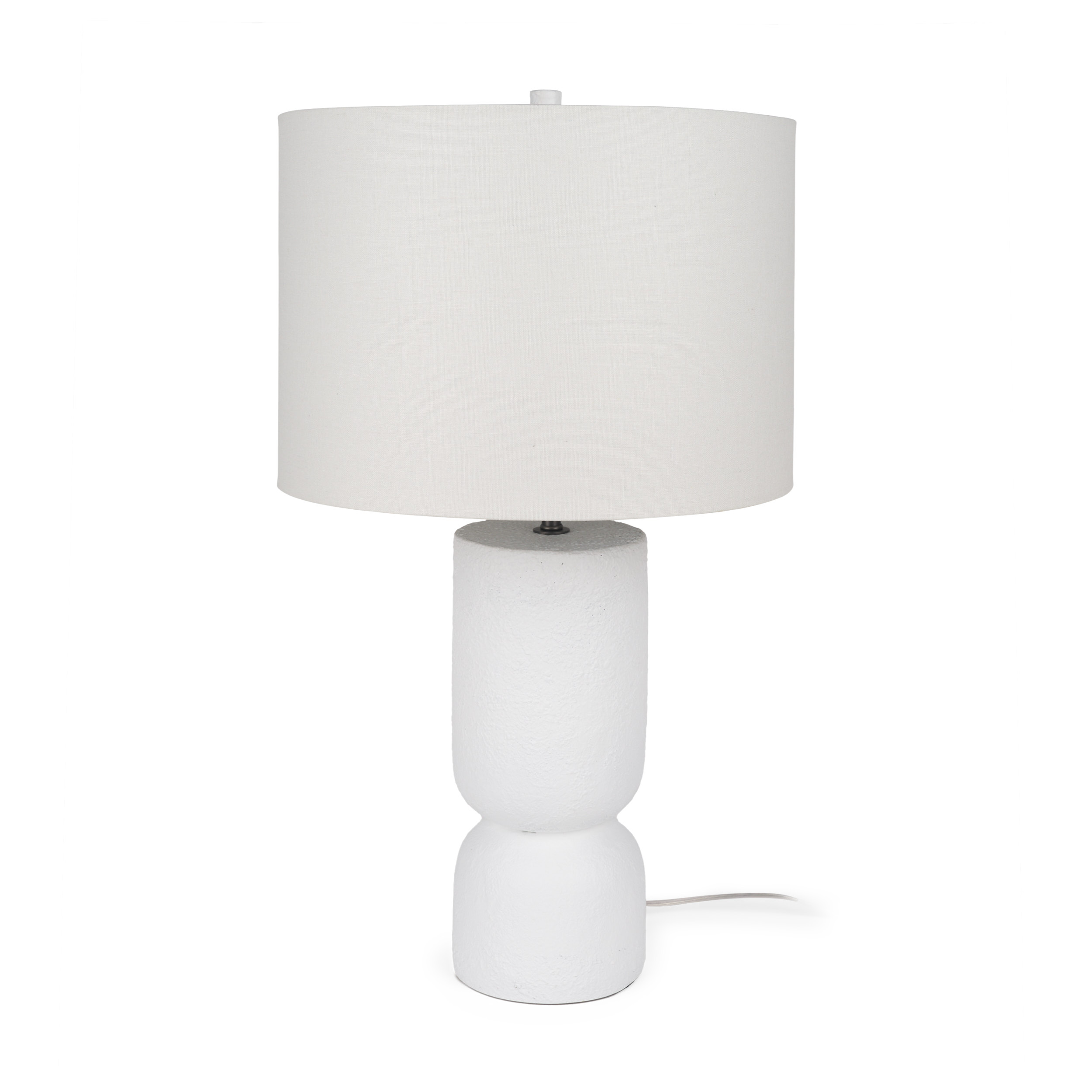 everly 15.0l x 15.0w x 27.5h white cement w/beige shade table lamp