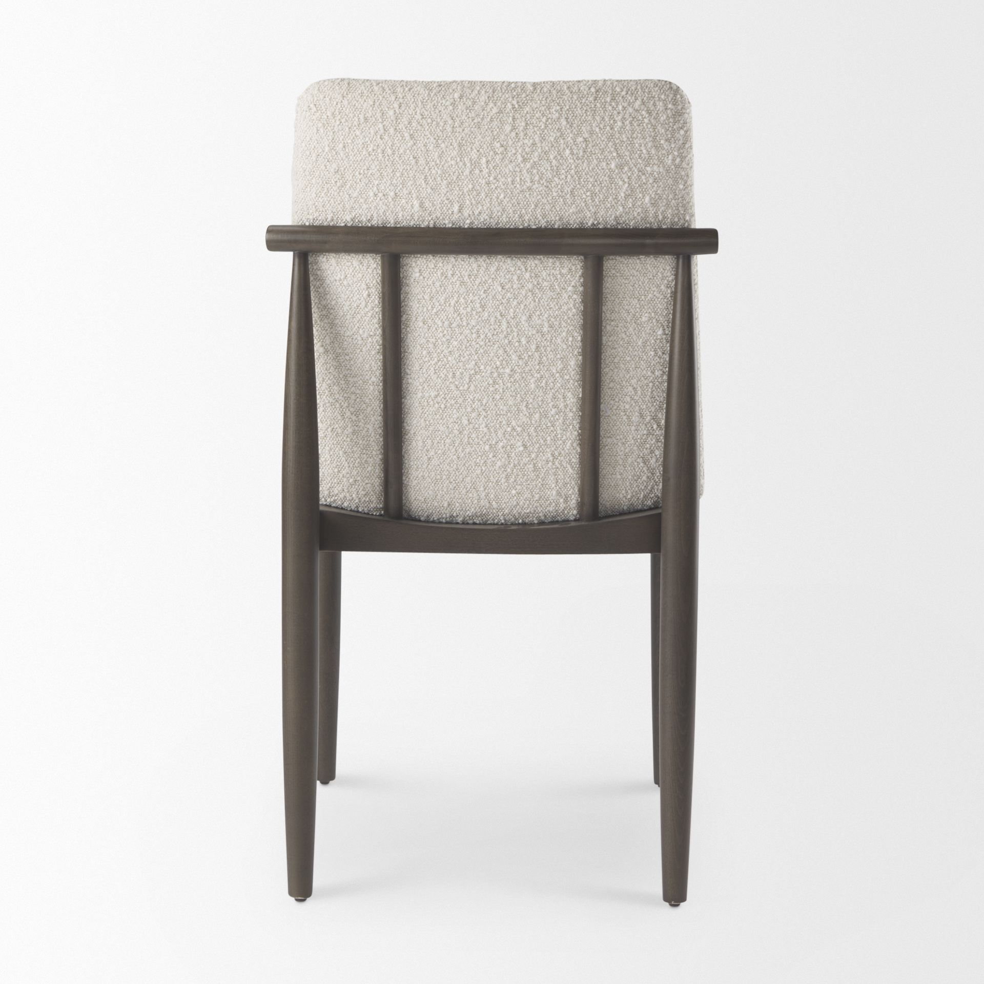 cavett cream boucle upholstered seat w/dark brown wood frame dining chair