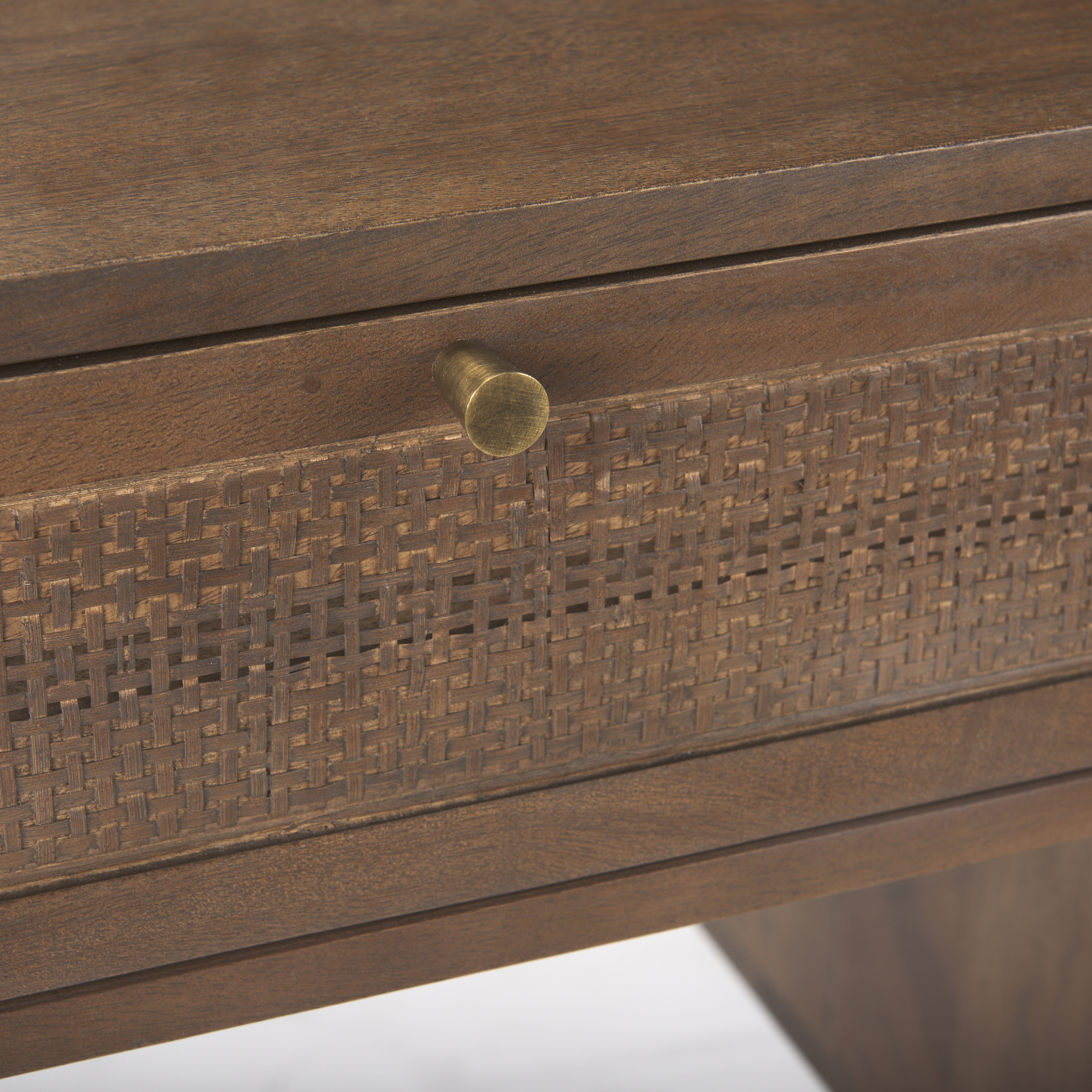 Grier 60.0L x 22.75W x 30.5H Medium Brown Solid Wood W/Cane Office Desk