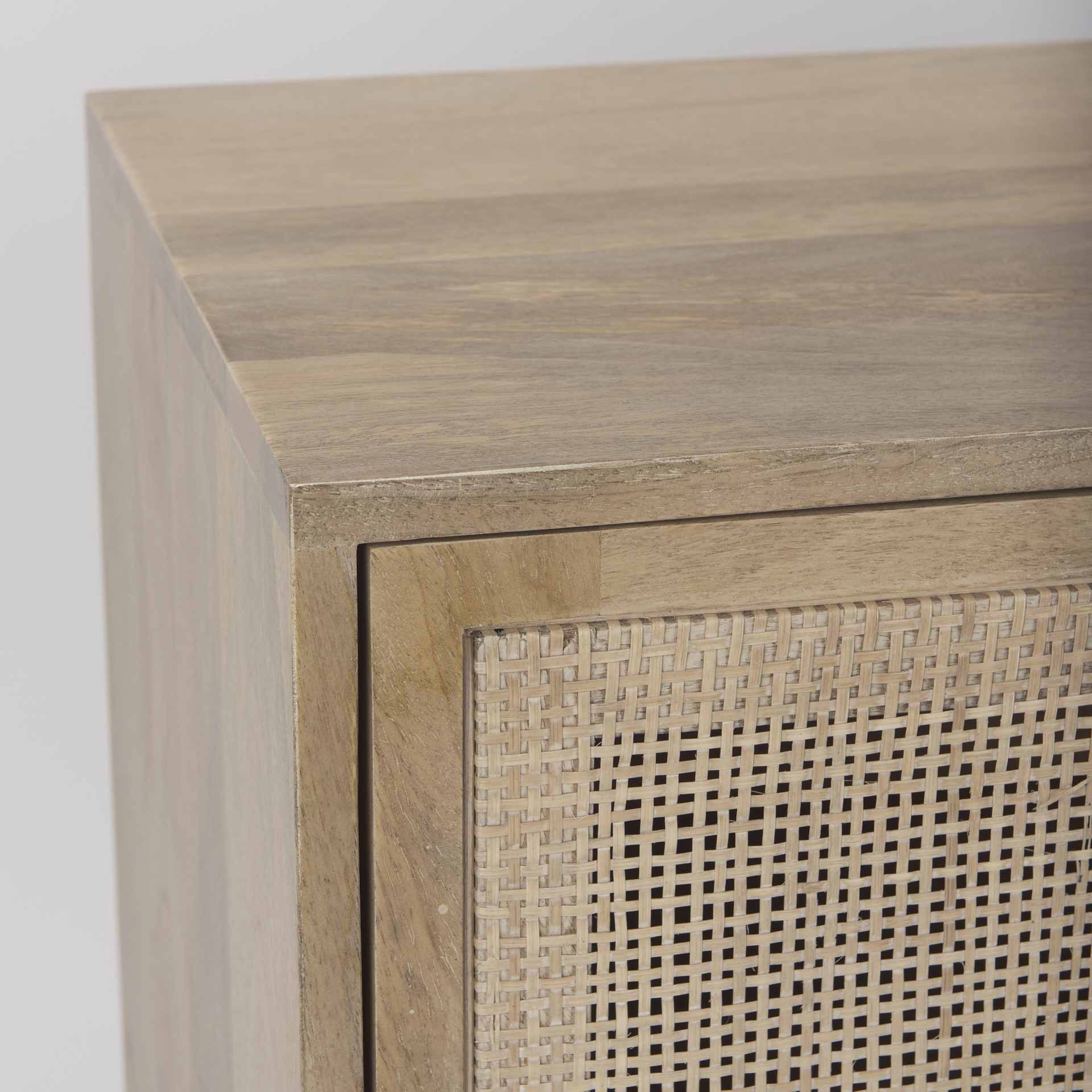 grier 36l x 18w x 31h light brown wood w/ cane 2 door accent cabinet