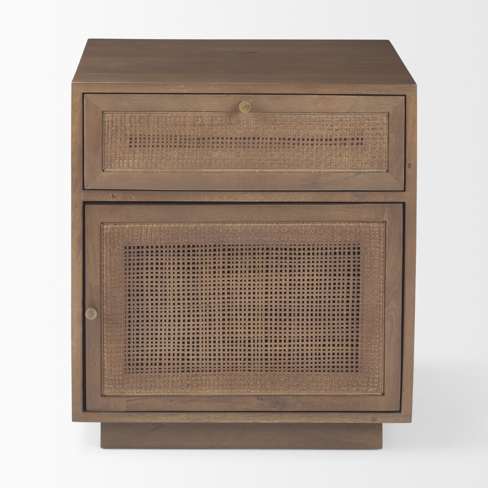 grier medium brown wood w/ cane accent table
