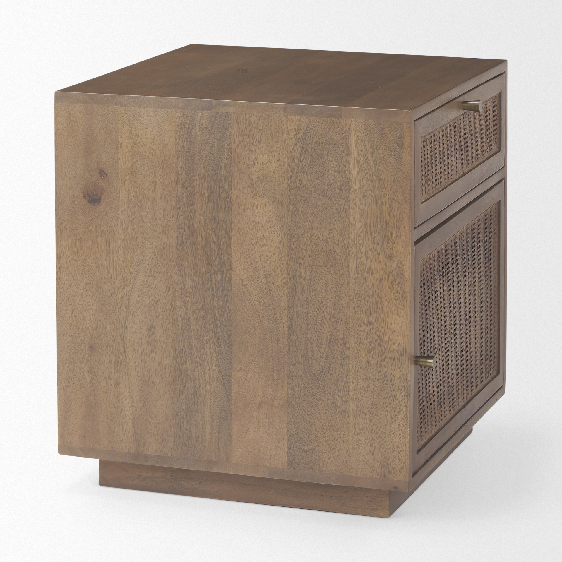 grier medium brown wood w/ cane accent table