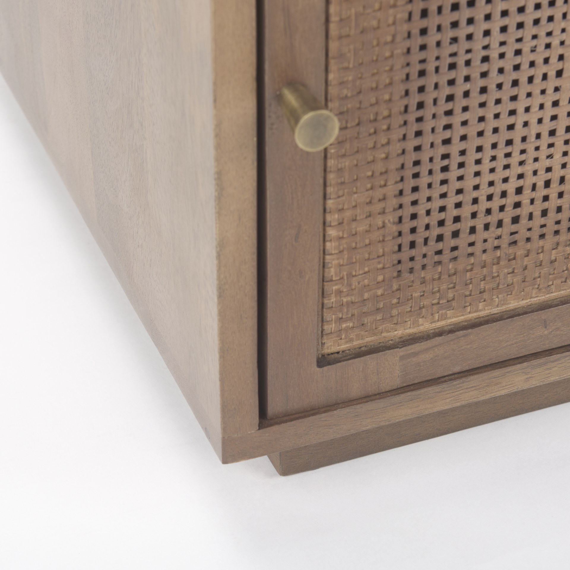 grier medium brown wood w/ cane accent table