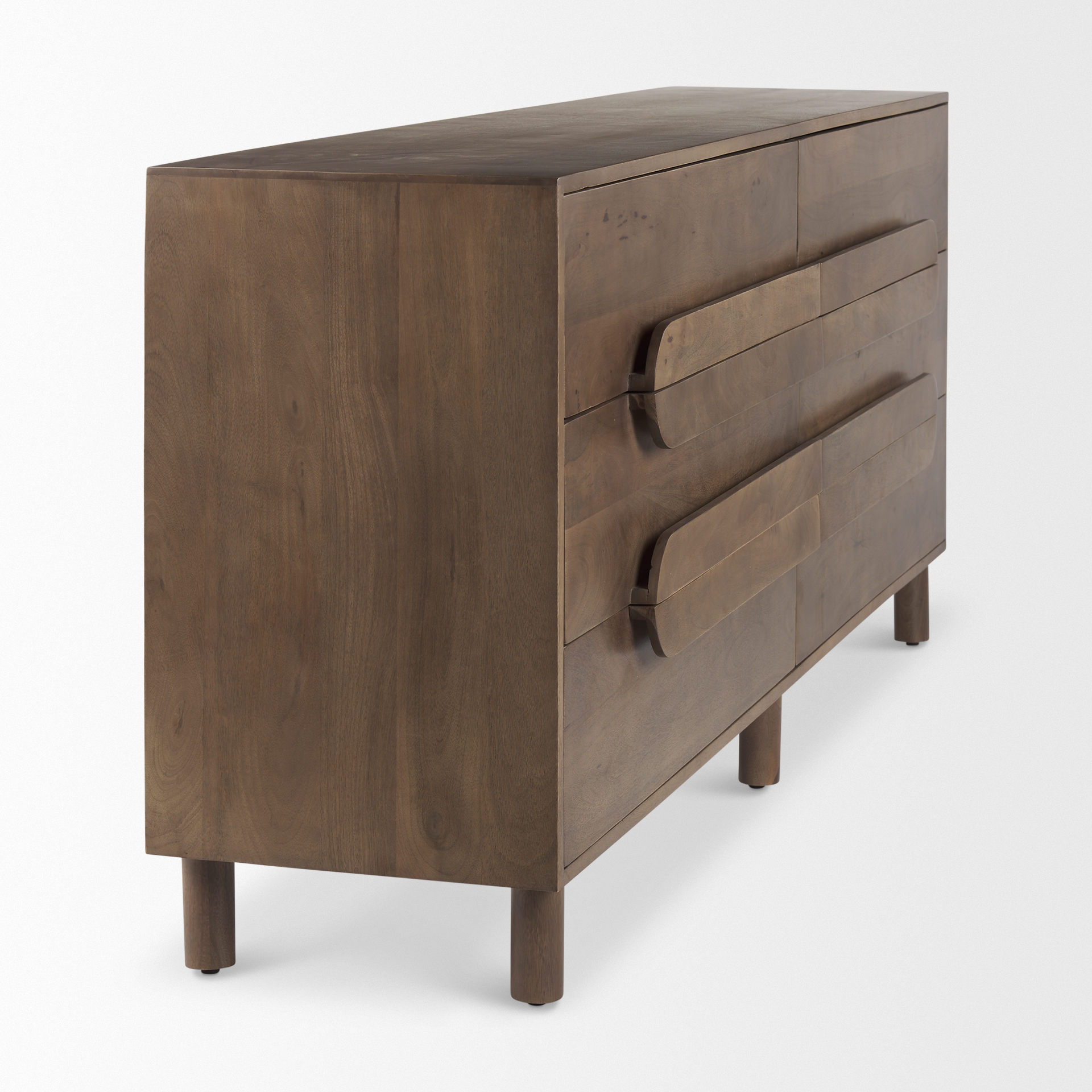 astrid 71l x 17w x 30.3h medium brown solid wood 6 drawer sideboard
