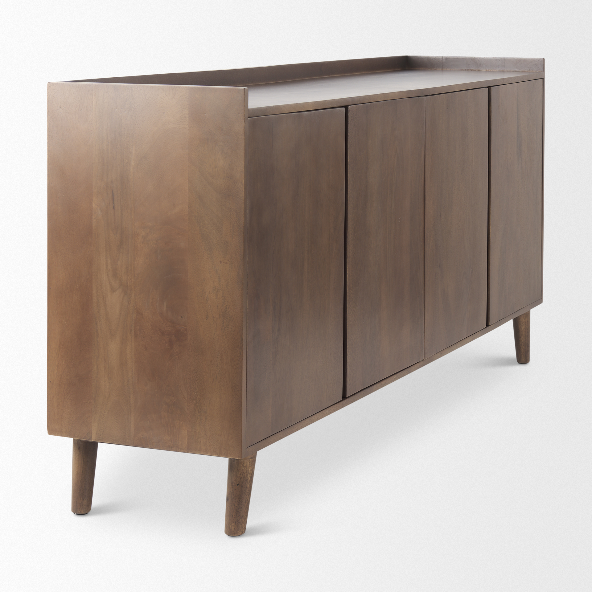lillie medium brown wood 4 door tray top sideboard