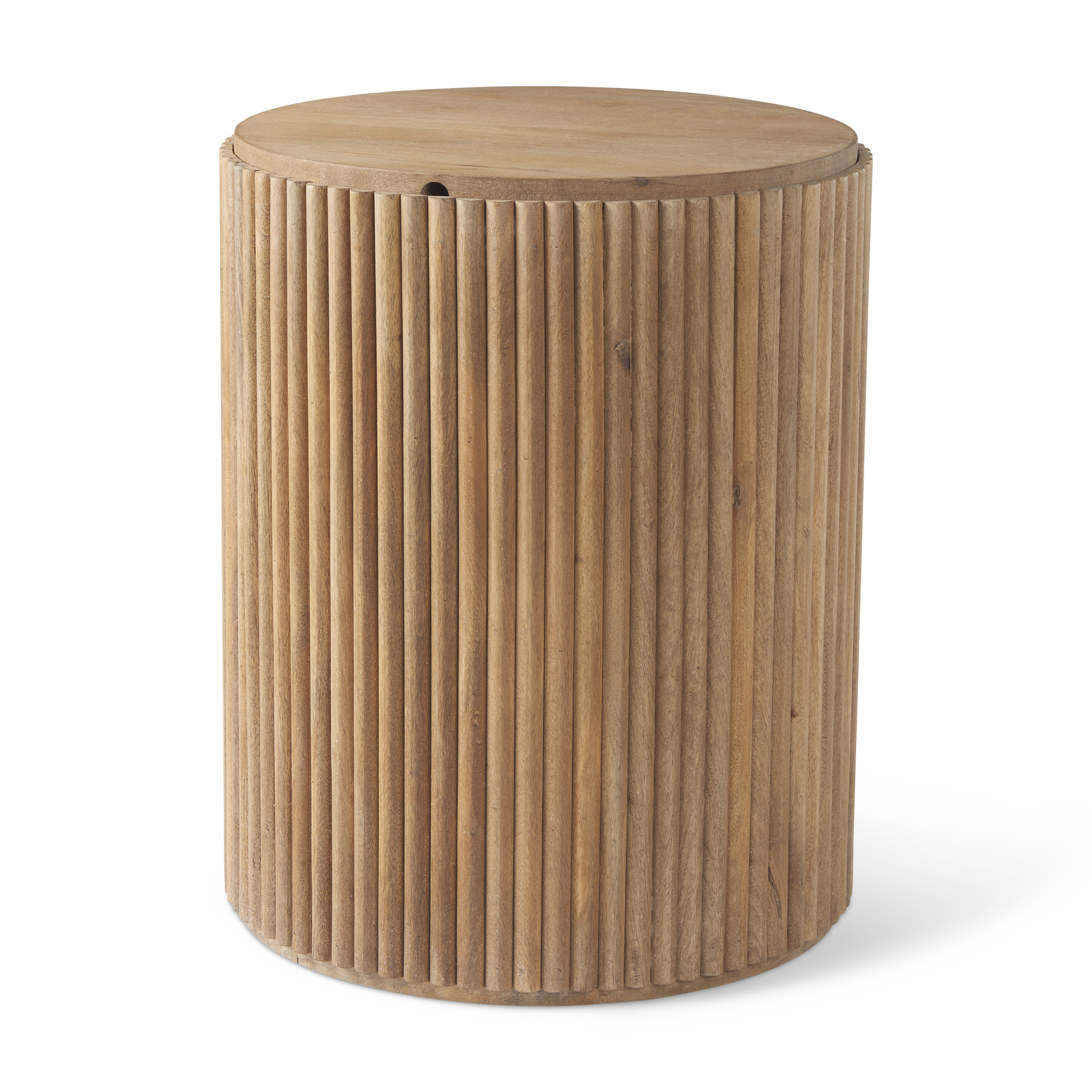 terra 18l x 18w x 22h light brown wood fluted round side table