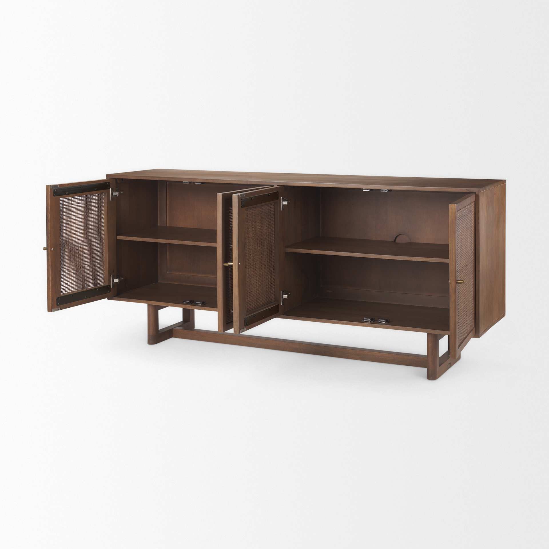 grier medium brown solid wood w/cane sideboard