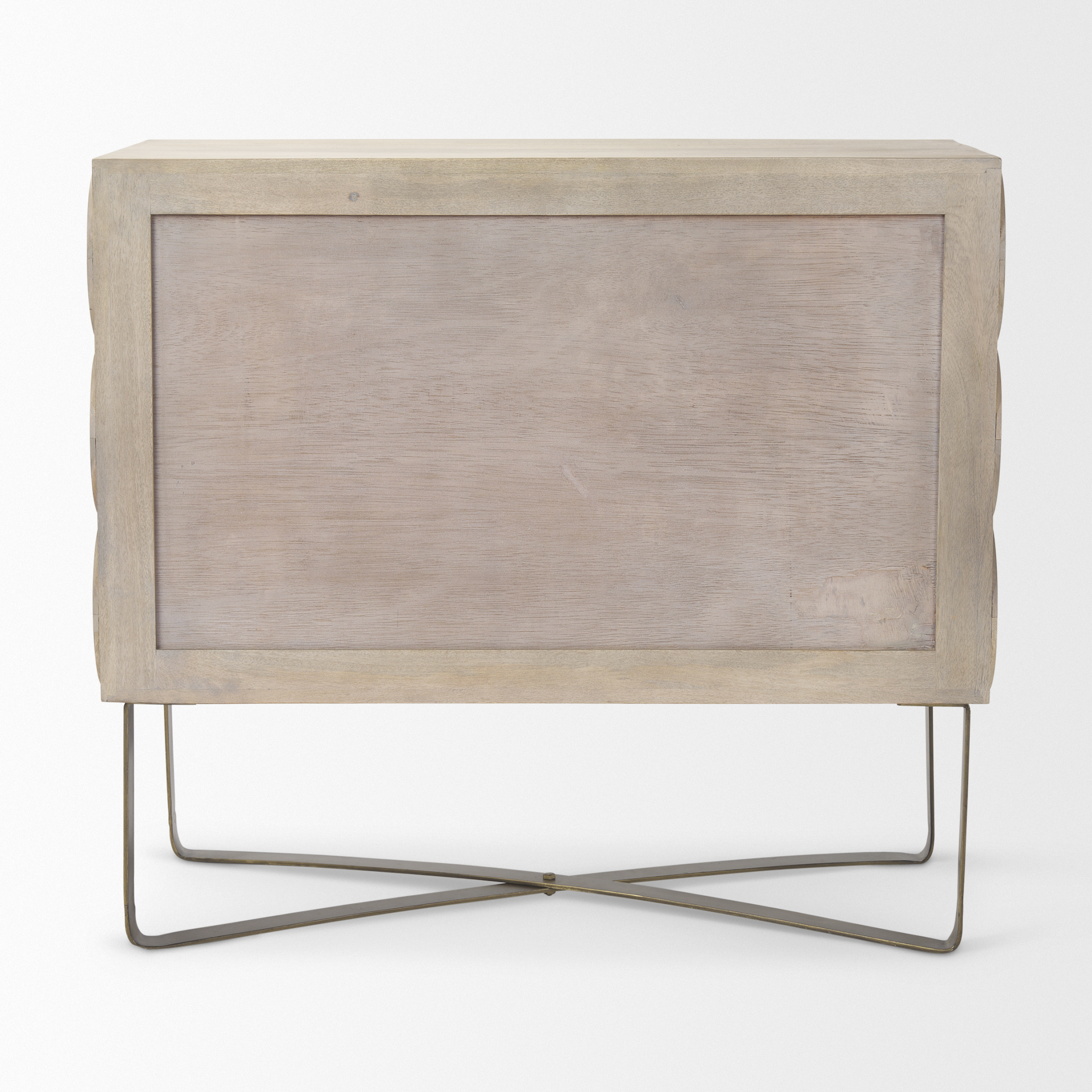 excelsior 36.0l x 18.0w x 32.5h light brown wood gold iron base accent cabinet