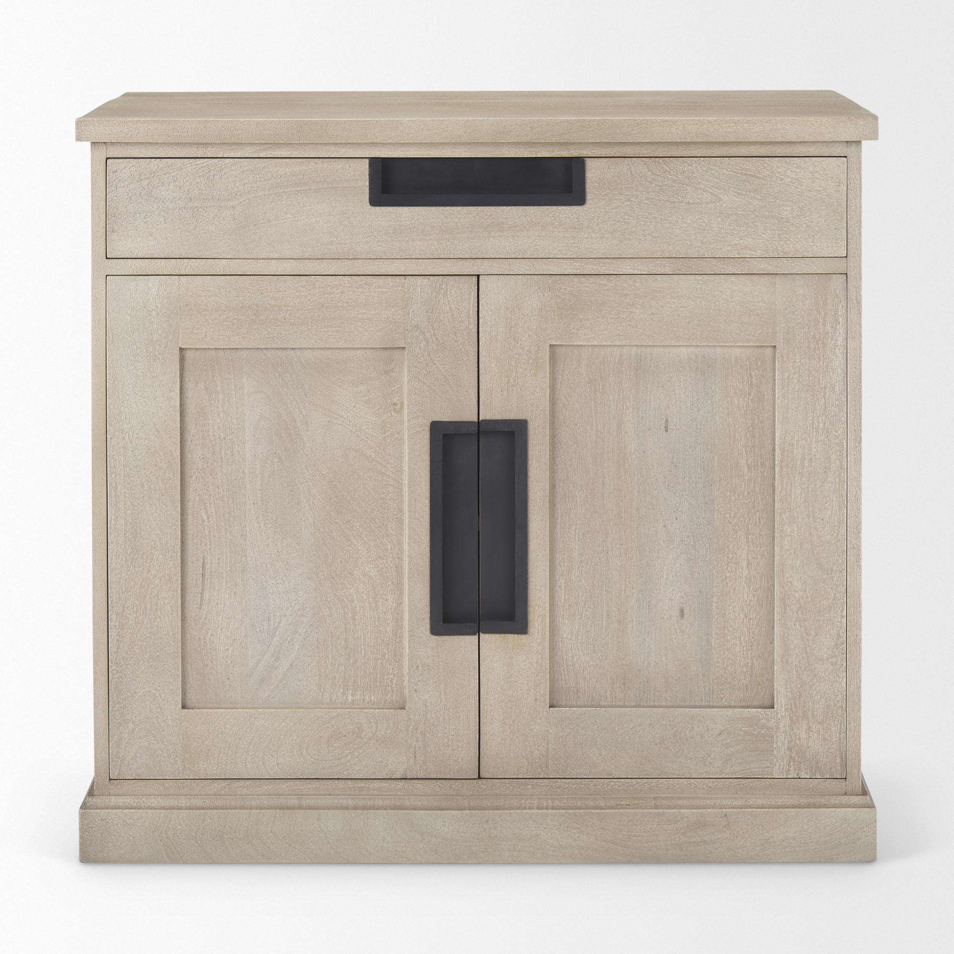 braxton 33.5l x 18.5w x 31.5h beige wood w/black accents 2 door accent cabinet