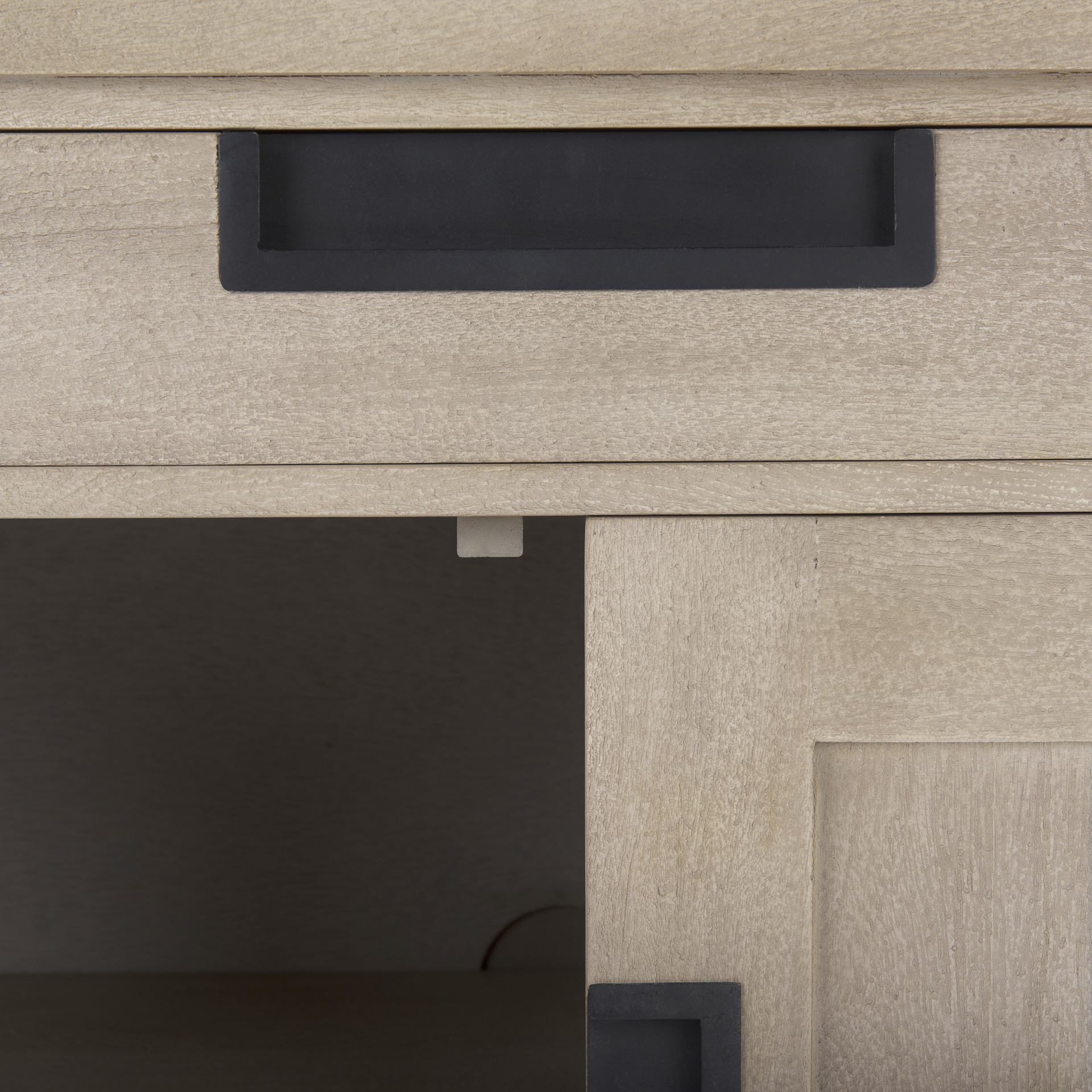 braxton 33.5l x 18.5w x 31.5h beige wood w/black accents 2 door accent cabinet