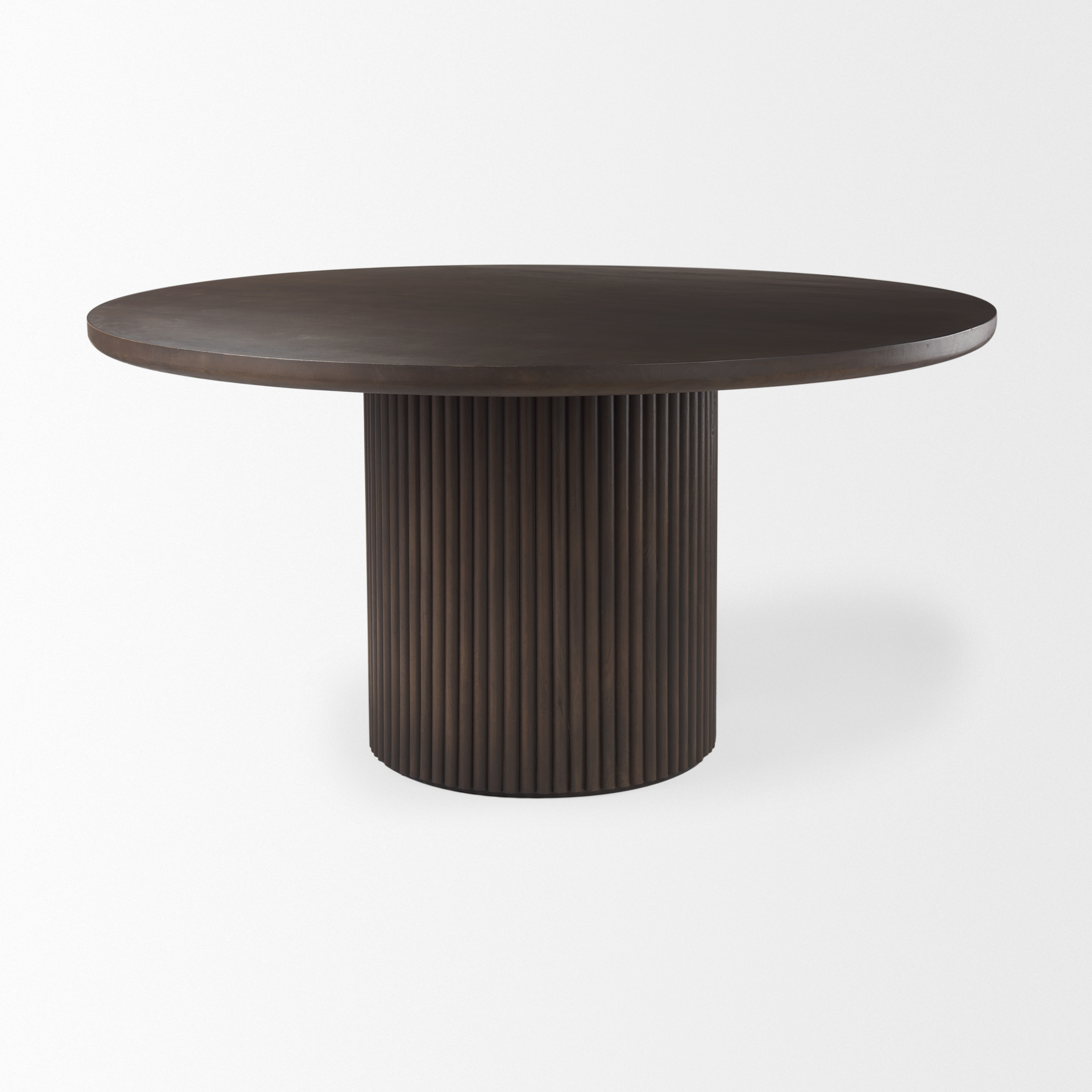 terra 60l x 60w x 30h dark brown wood round fluted dining table