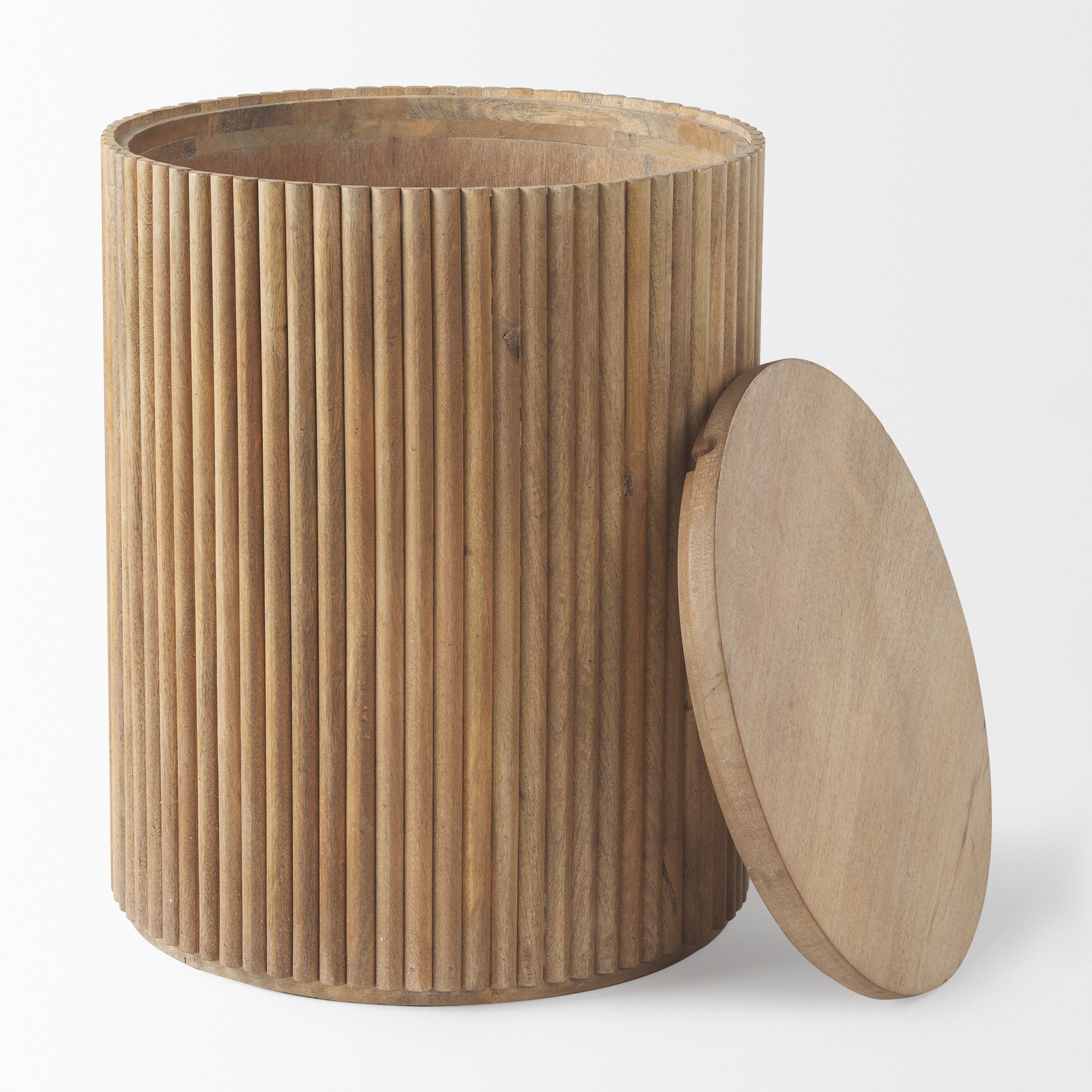terra 18l x 18w x 22h light brown wood fluted round side table