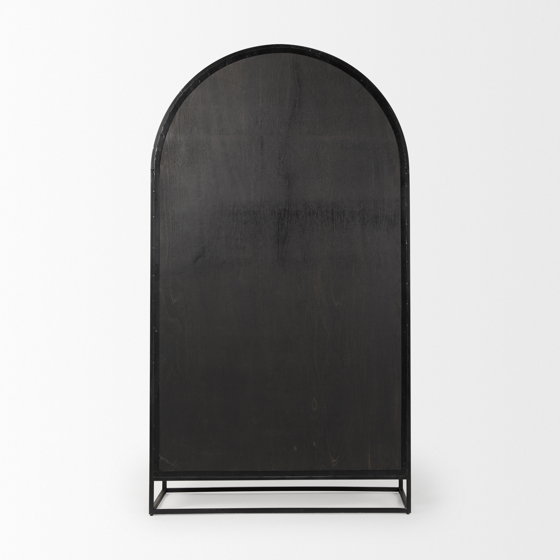 sloan 85.5h black wood w/black metal frame arch cabinet
