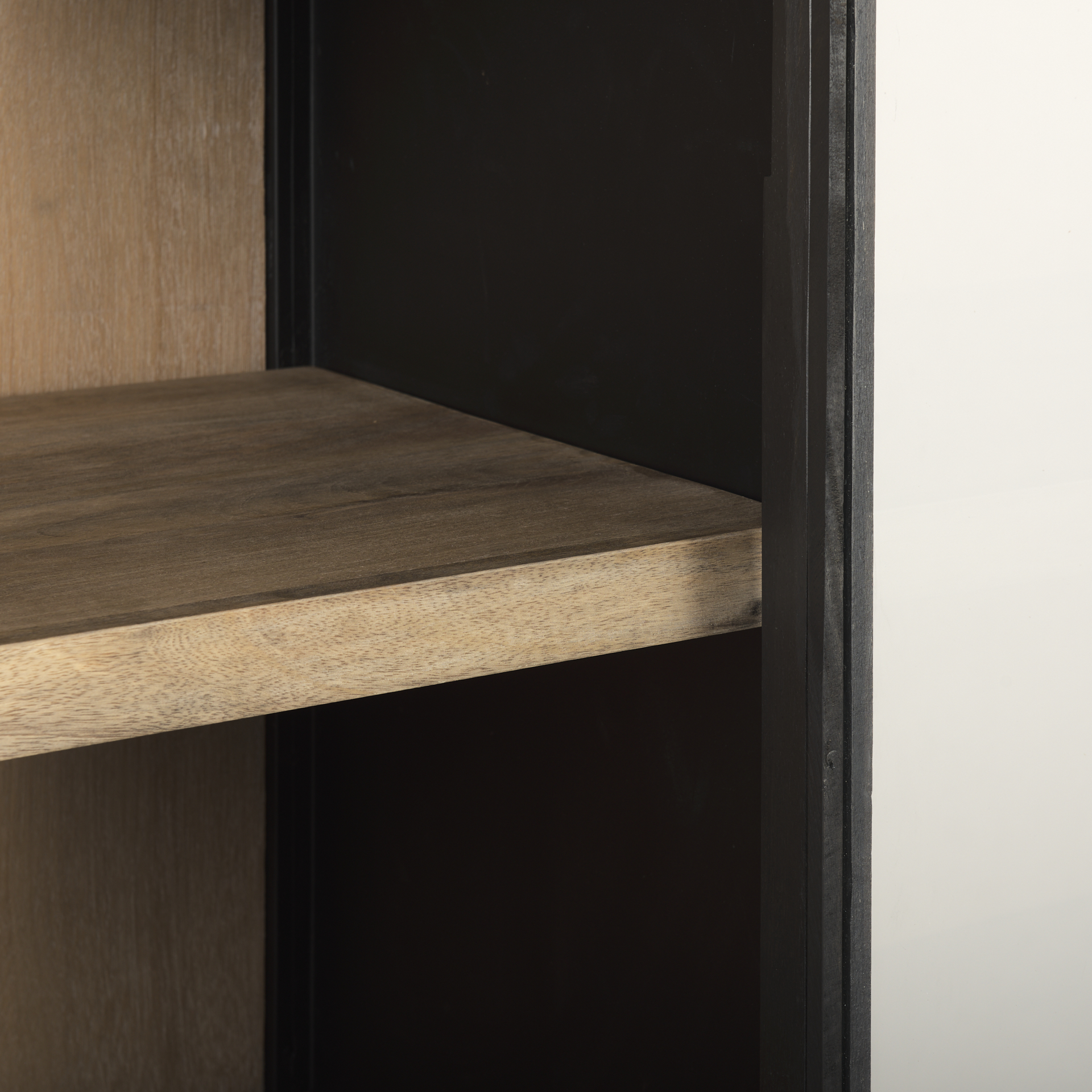 sloan 85.5h black wood w/black metal frame arch cabinet