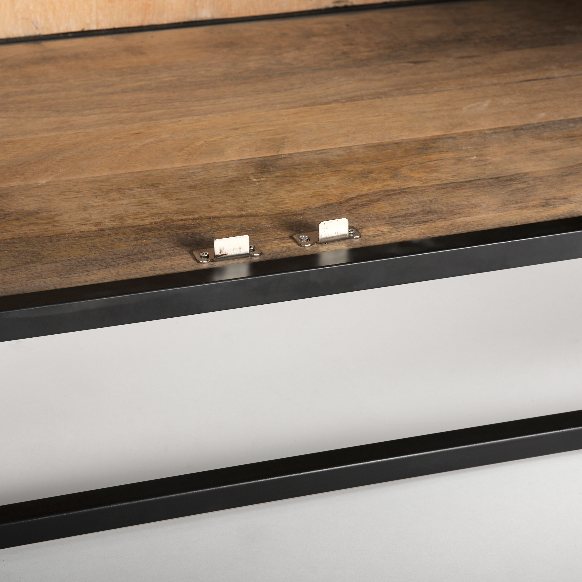 sloan 85.5h black wood w/black metal frame arch cabinet