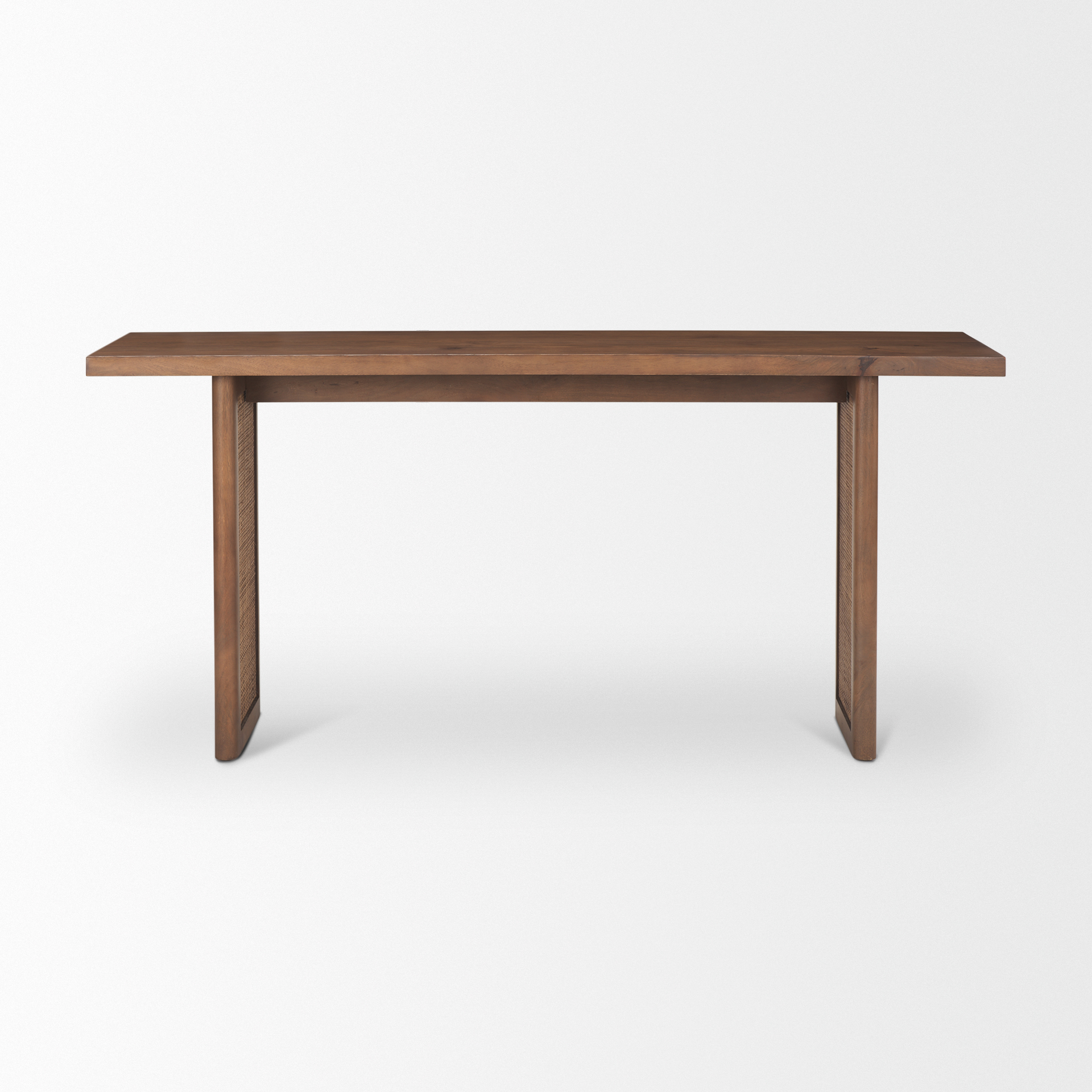 grier medium brown solid wood w/ cane console table