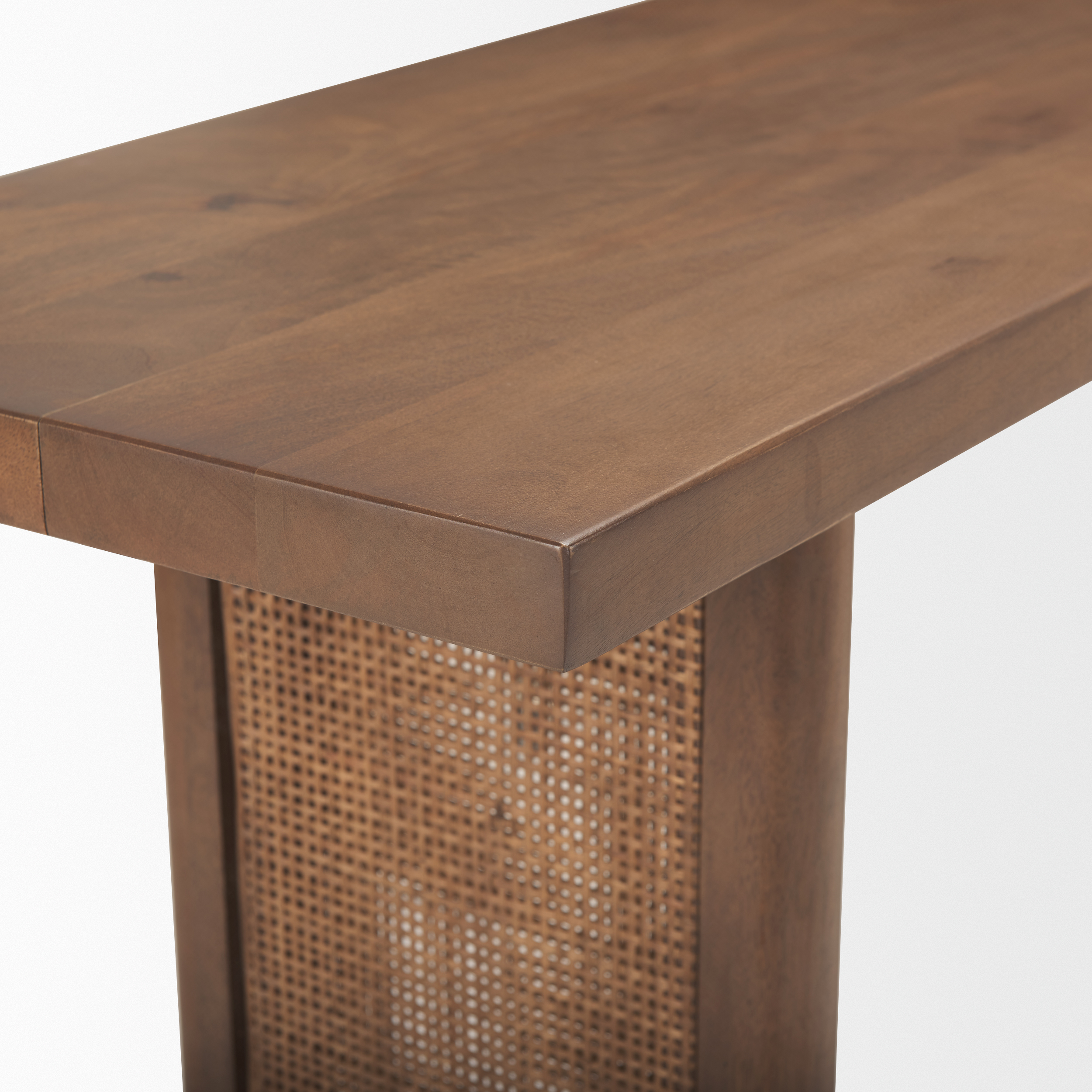 grier medium brown solid wood w/ cane console table
