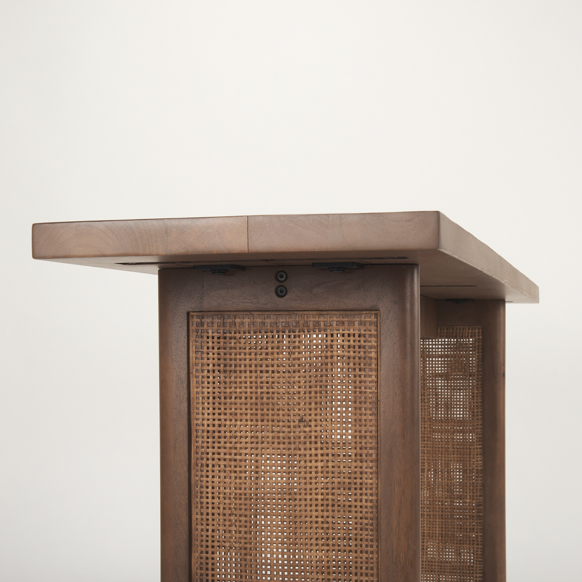 grier medium brown solid wood w/ cane console table