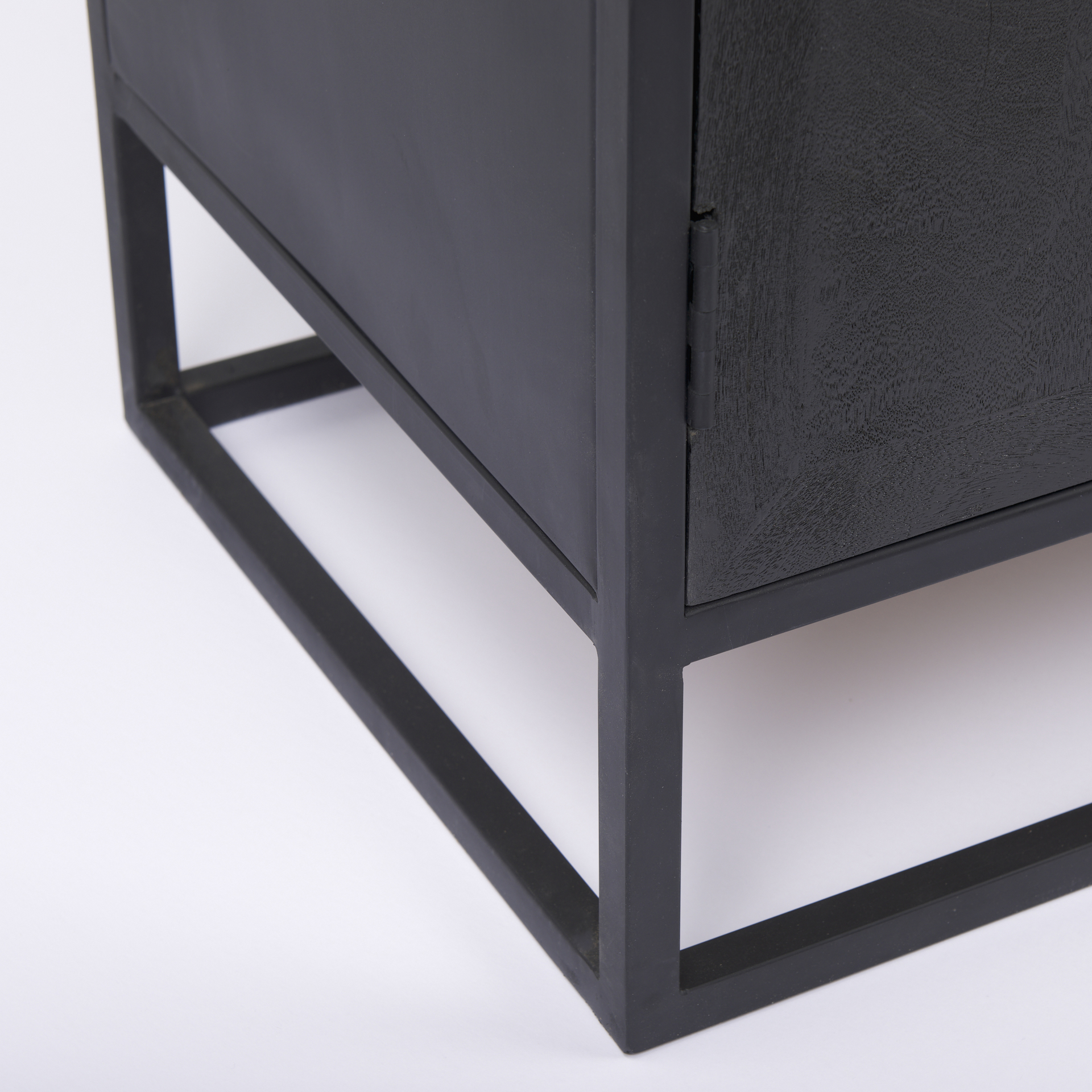 sloan black wood w/black metal frame accent cabinet